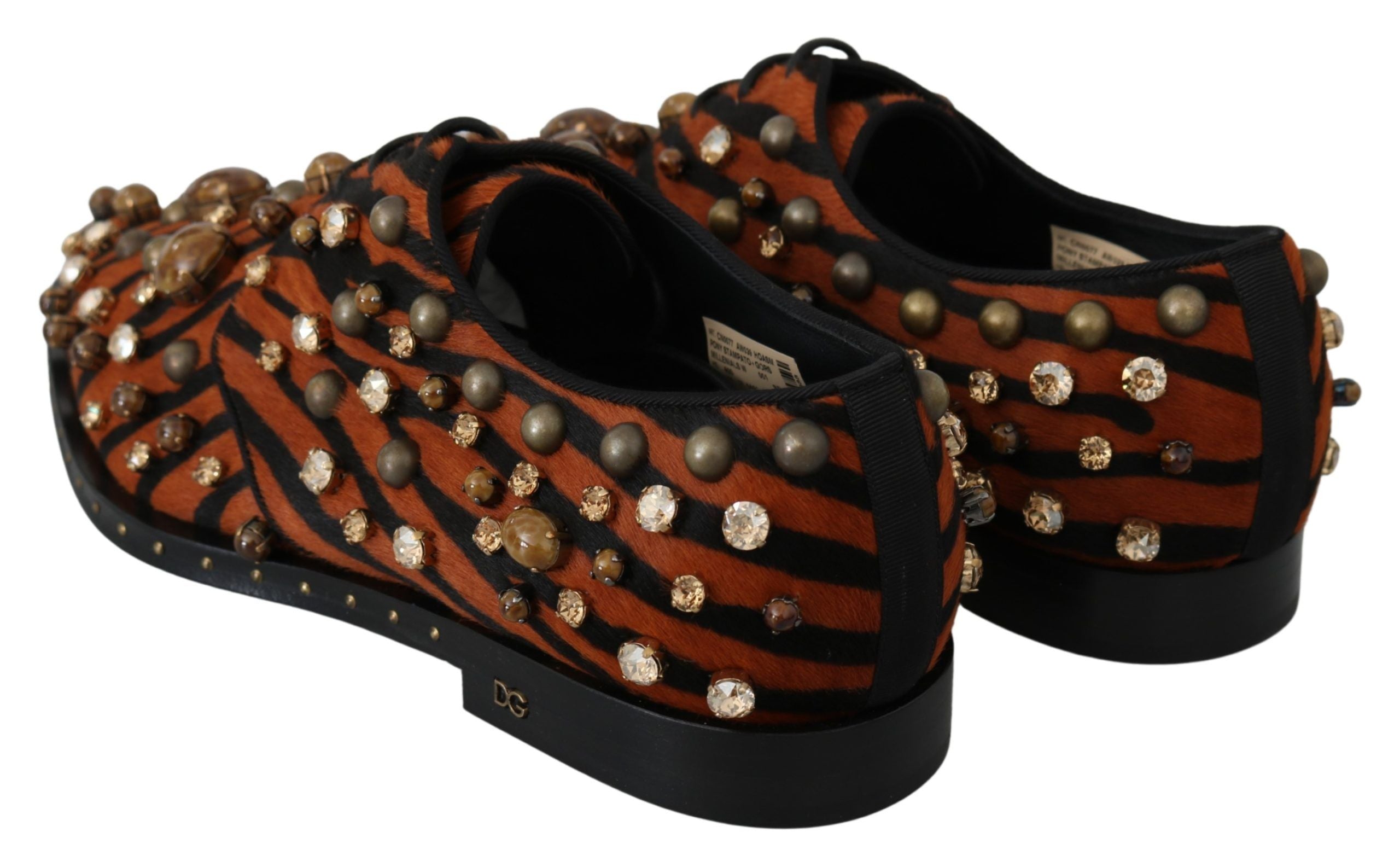 Tiger Pattern Crystal Embellished Flats - ventzia