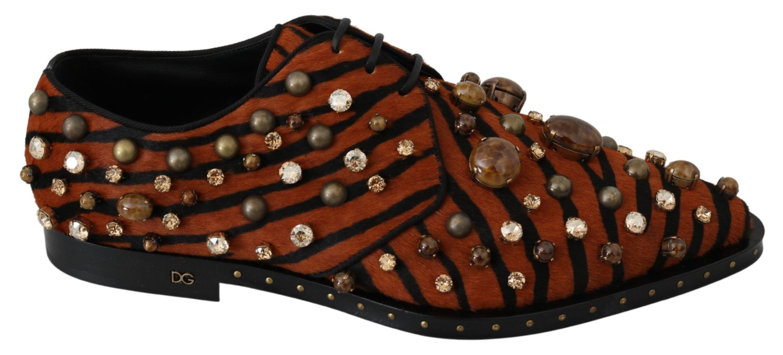 Tiger Pattern Crystal Embellished Flats - ventzia