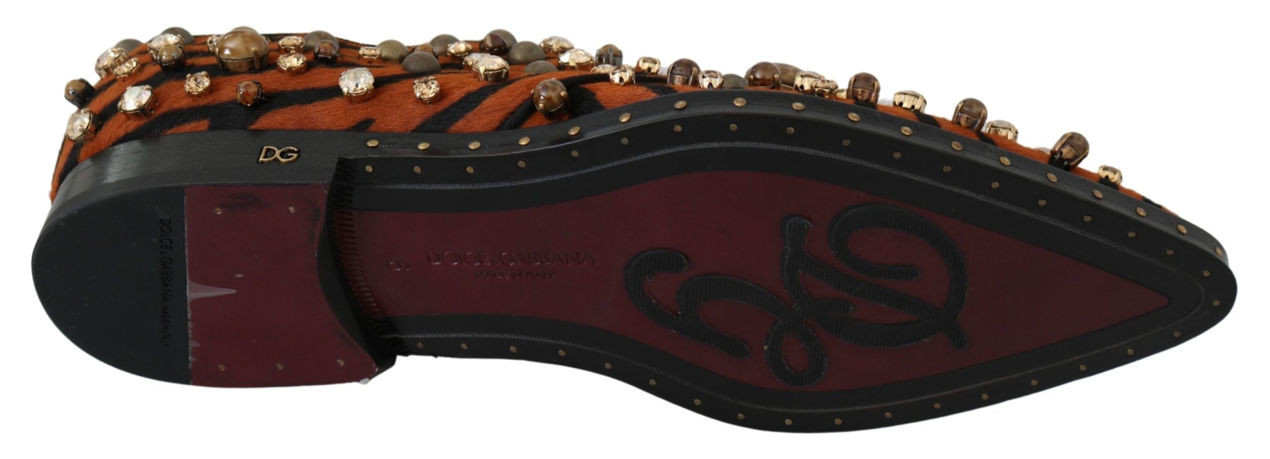 Tiger Pattern Crystal Embellished Flats - ventzia