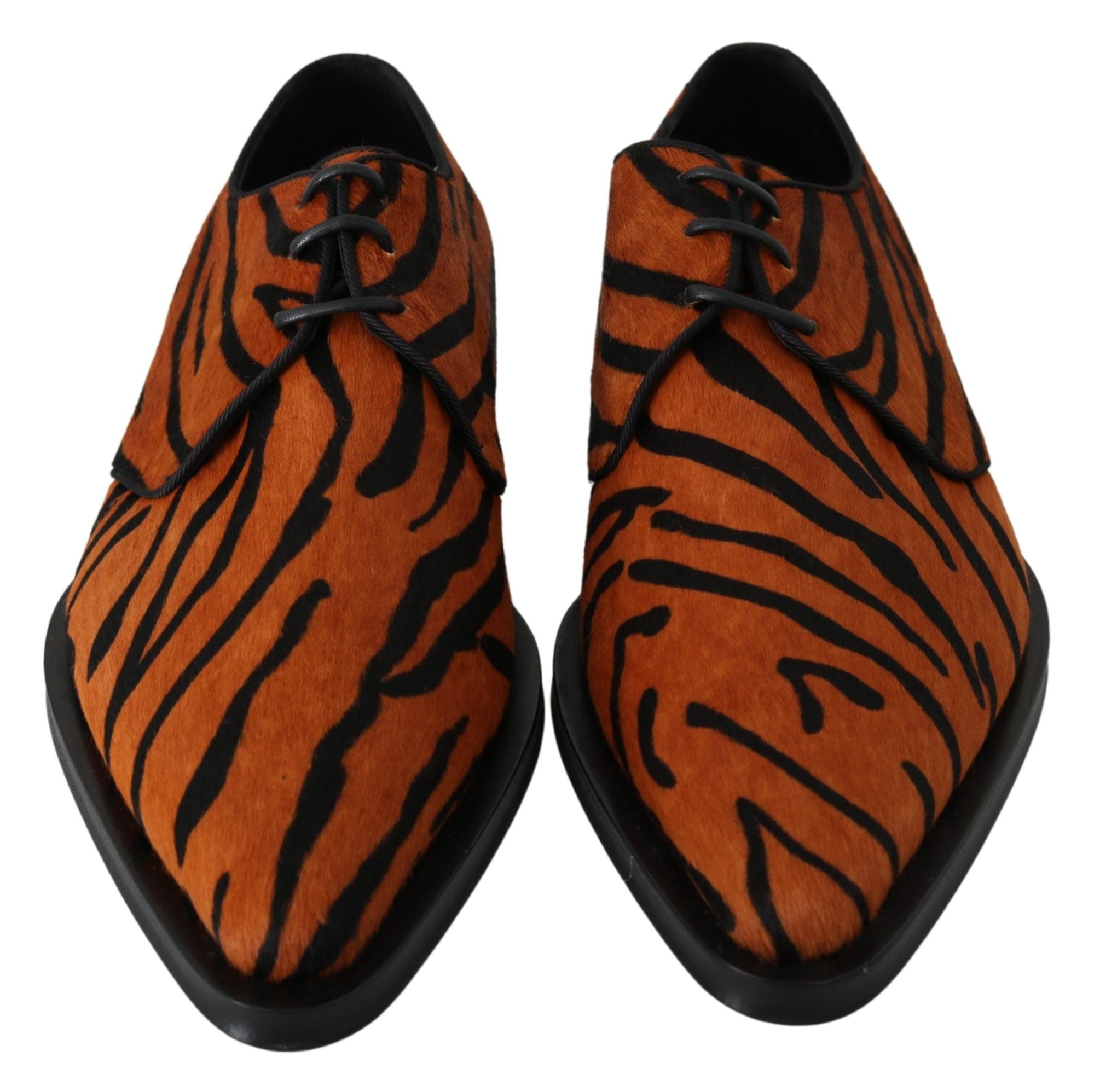 Tiger Pattern Dress Shoes with Pony Hair - ventzia