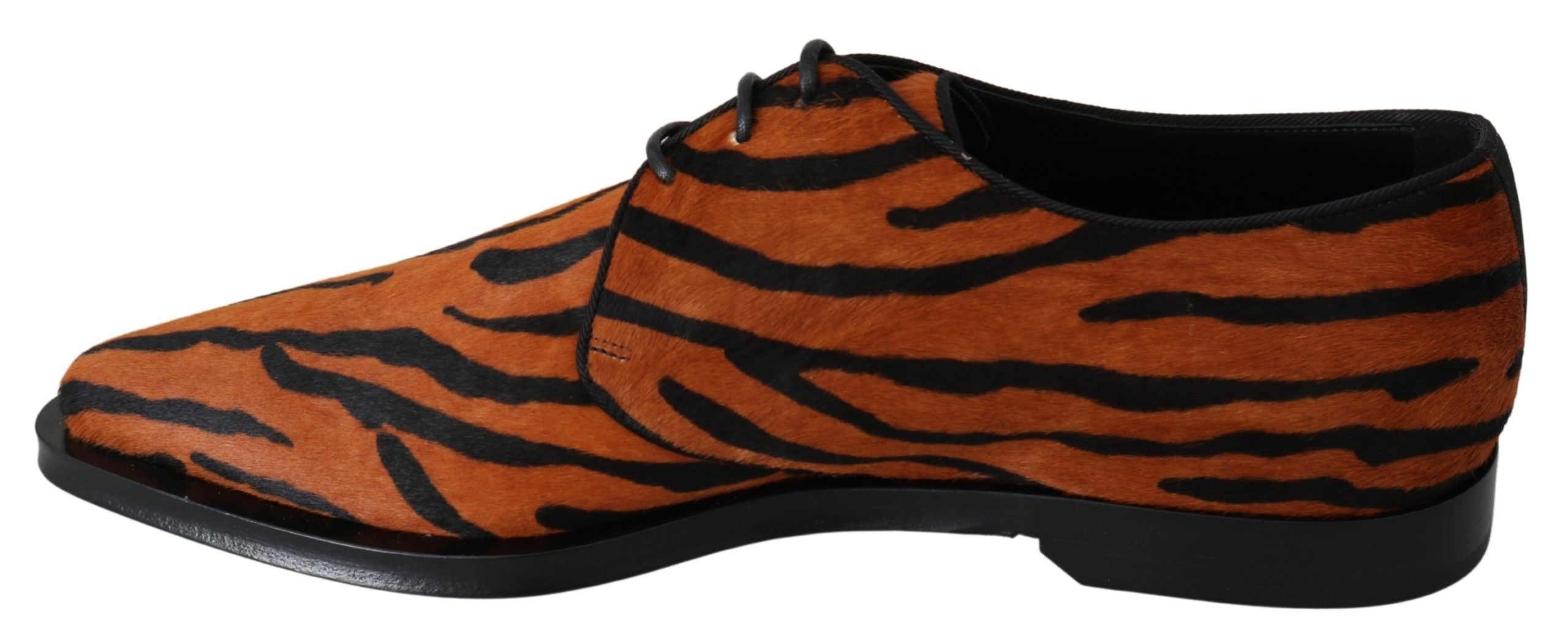 Tiger Pattern Dress Shoes with Pony Hair - ventzia