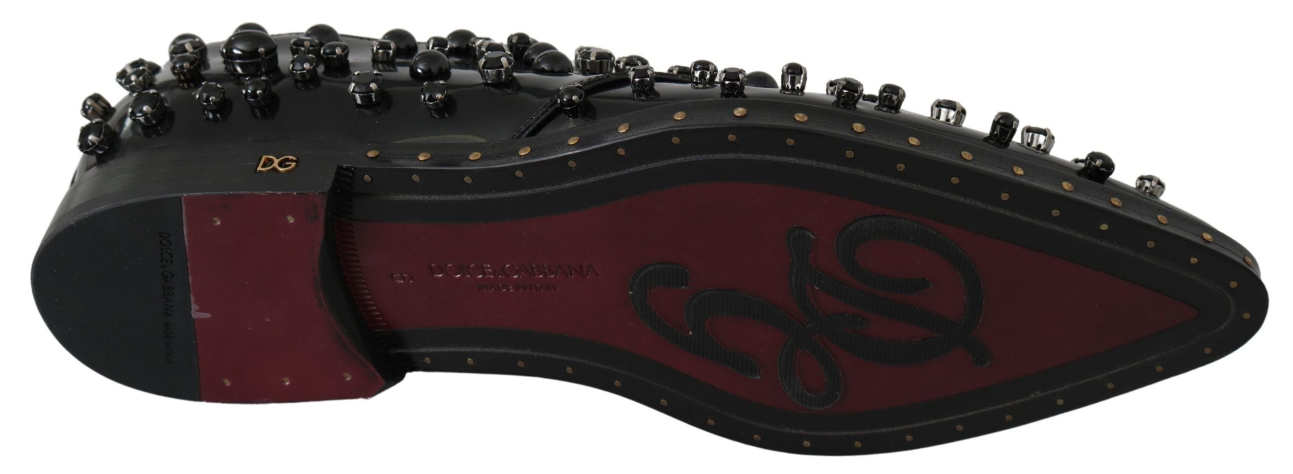 Elegant Black Crystal Leather Dress Shoes - ventzia