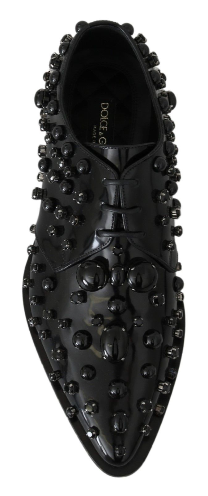 Elegant Black Crystal Leather Dress Shoes - ventzia