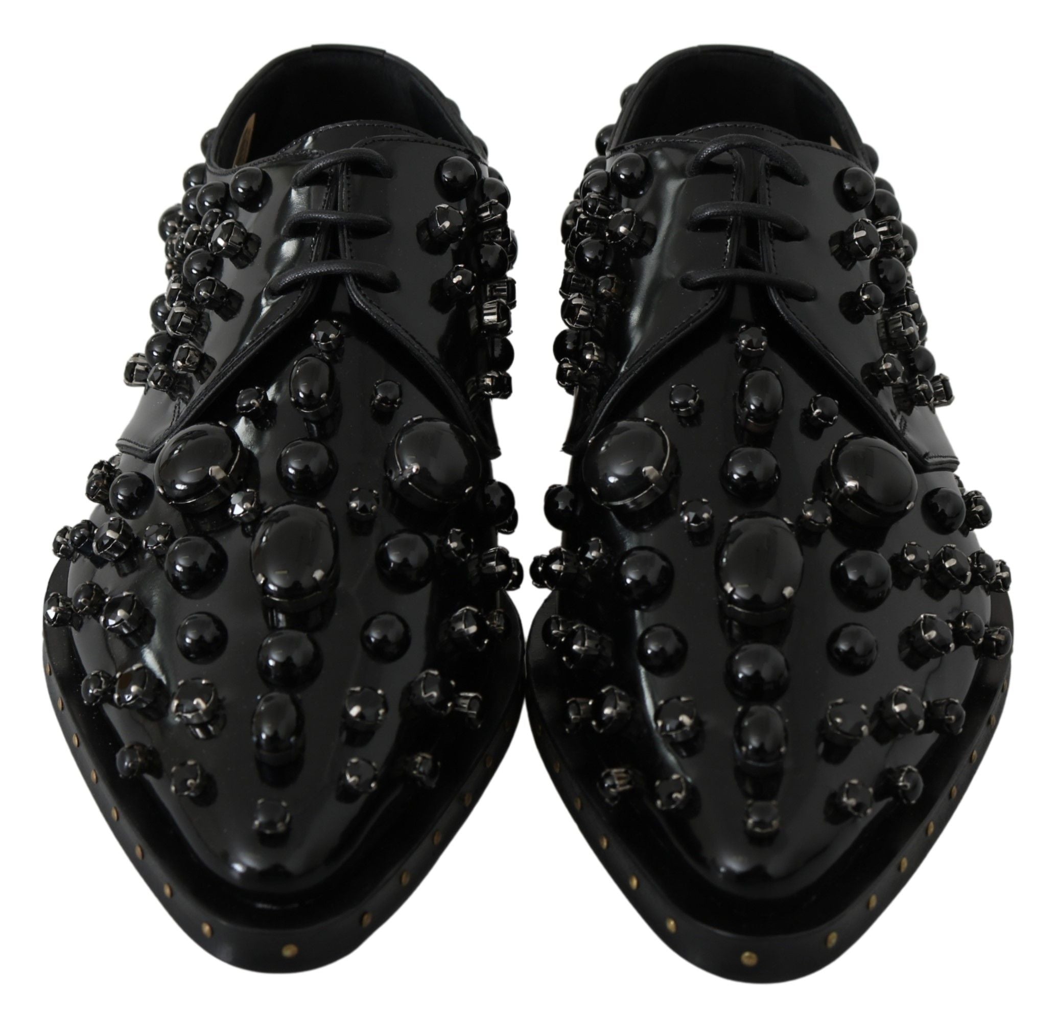 Elegant Black Dress Shoes with Crystals - ventzia