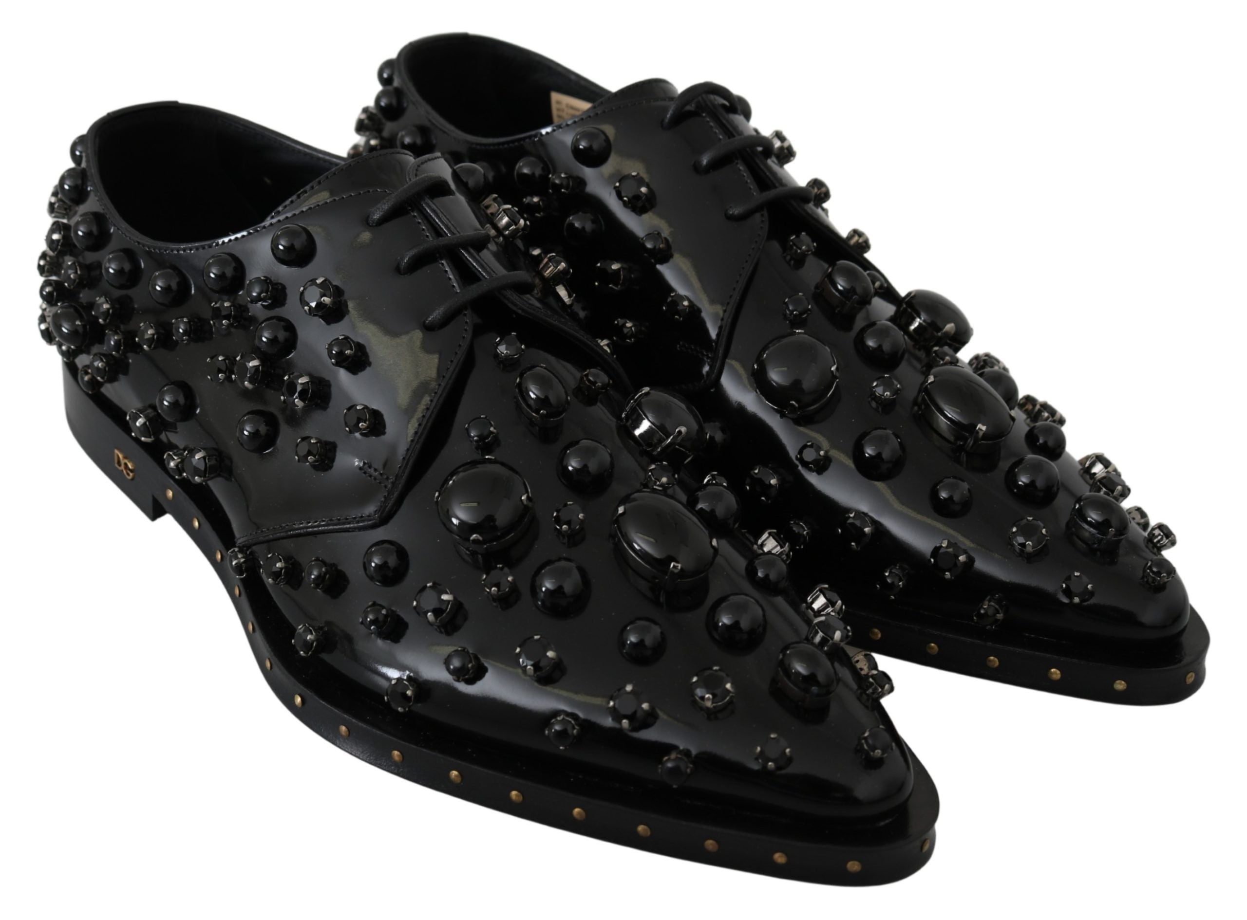 Elegant Black Dress Shoes with Crystals - ventzia