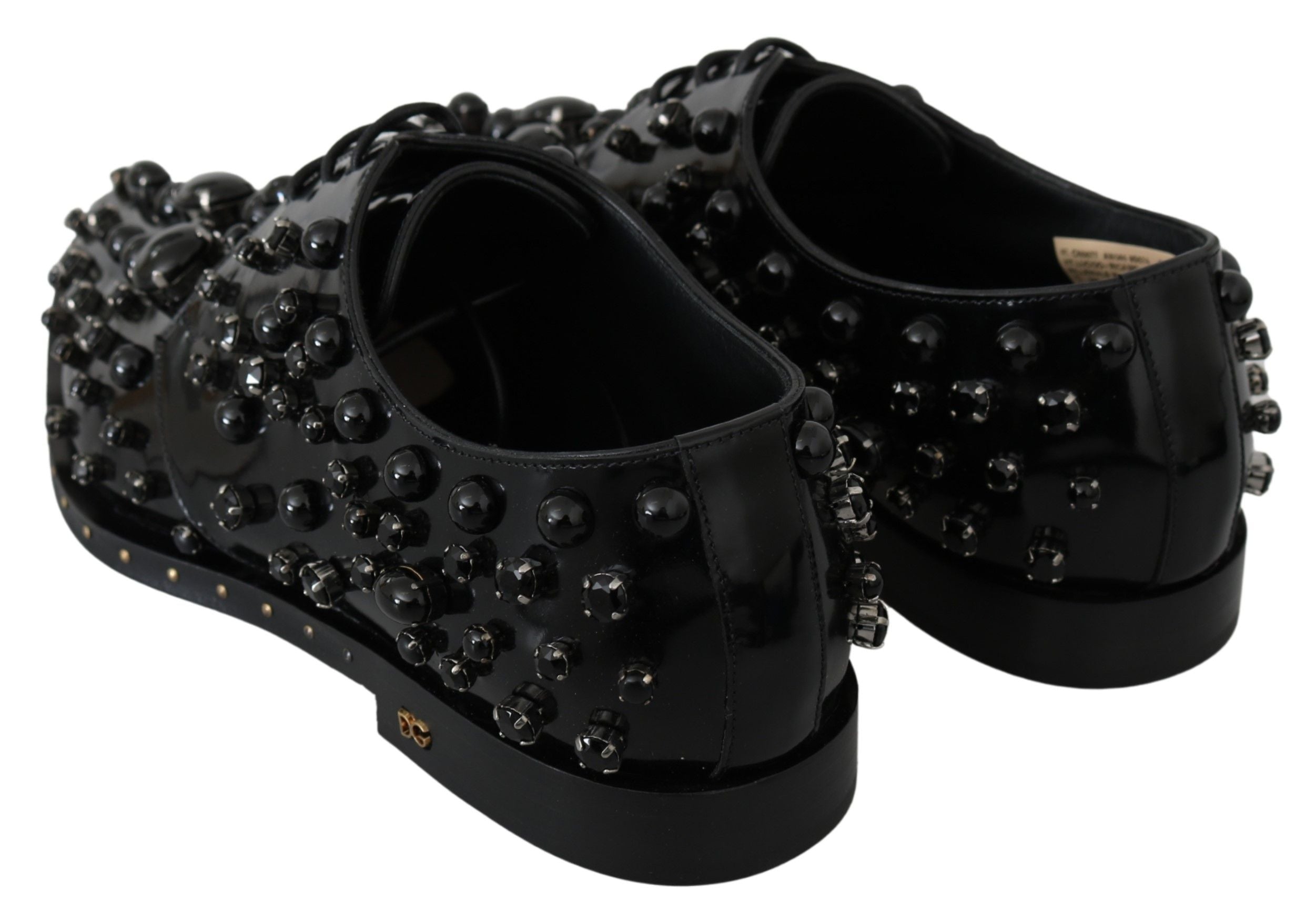 Elegant Black Dress Shoes with Crystals - ventzia