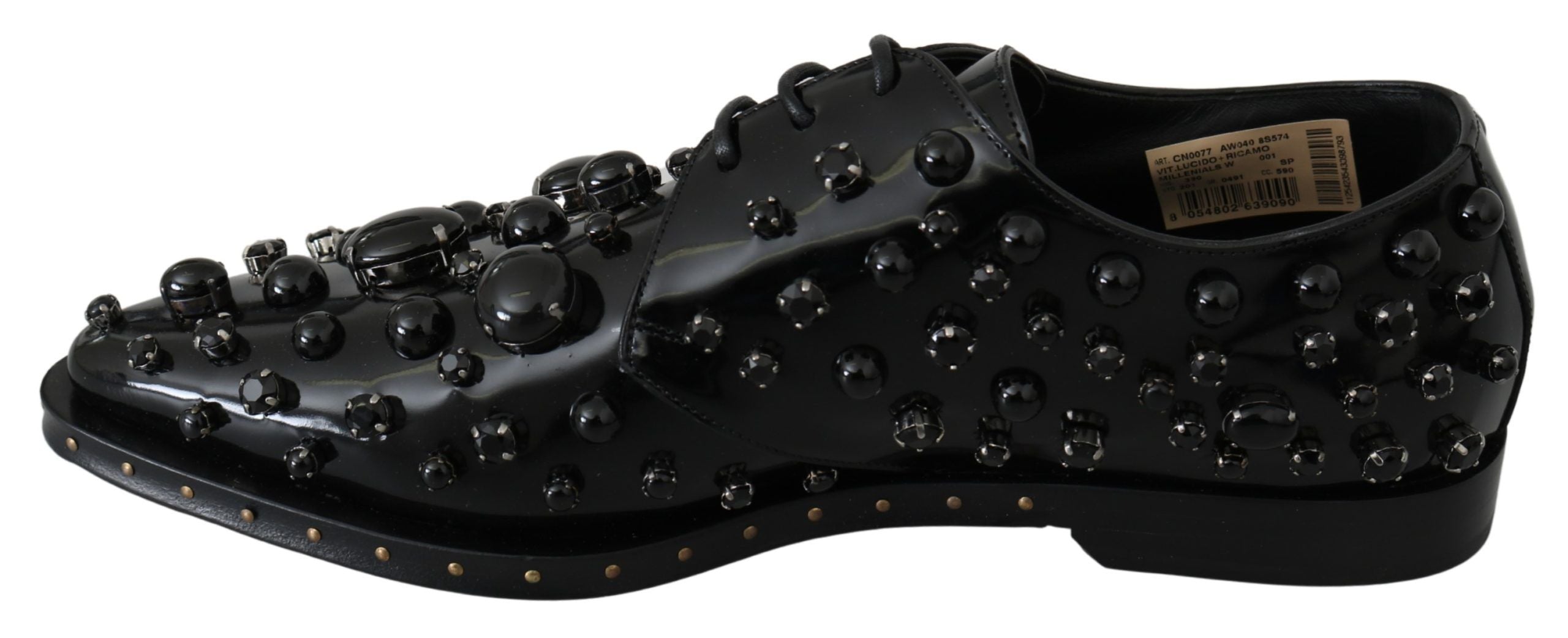 Elegant Black Dress Shoes with Crystals - ventzia