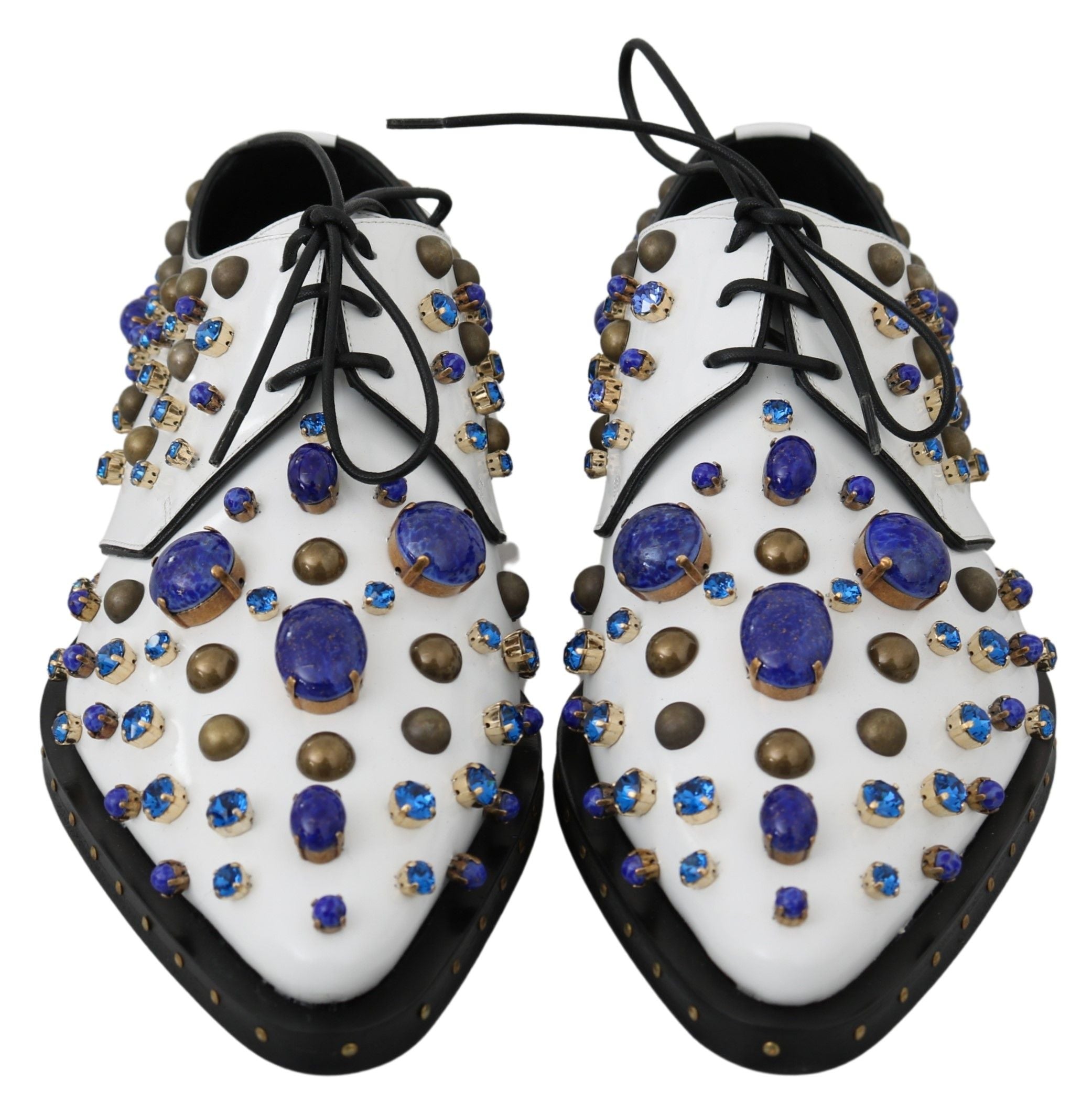 Elegant White Leather Dress Shoes With Crystals - ventzia