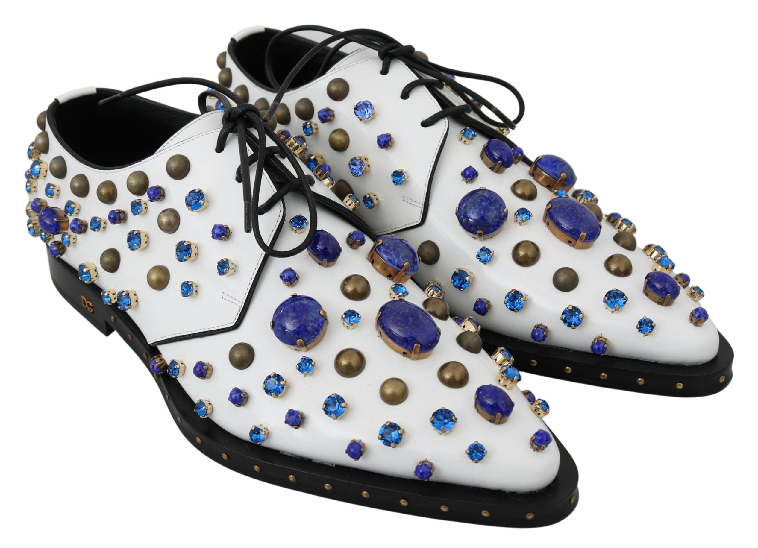Elegant White Leather Dress Shoes With Crystals - ventzia