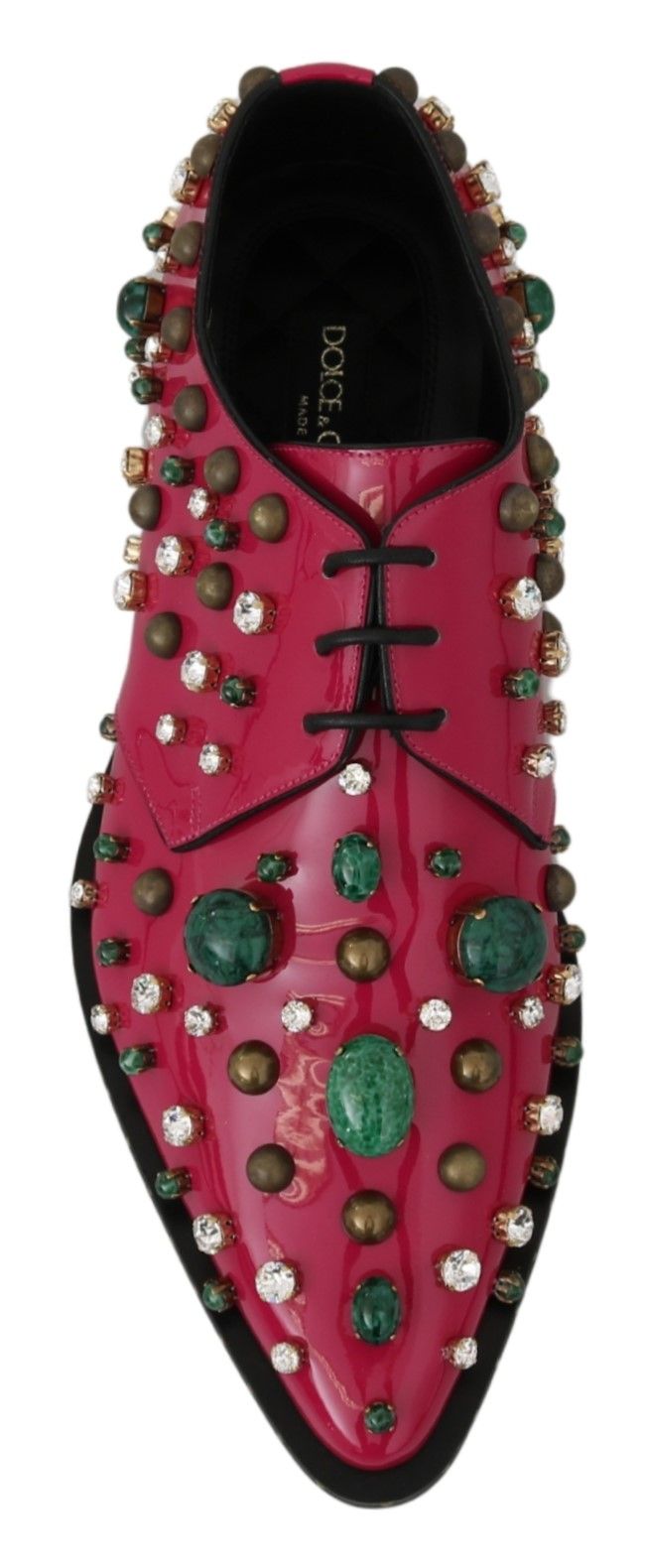 Fuchsia Pink Crystal Patent Flats - ventzia