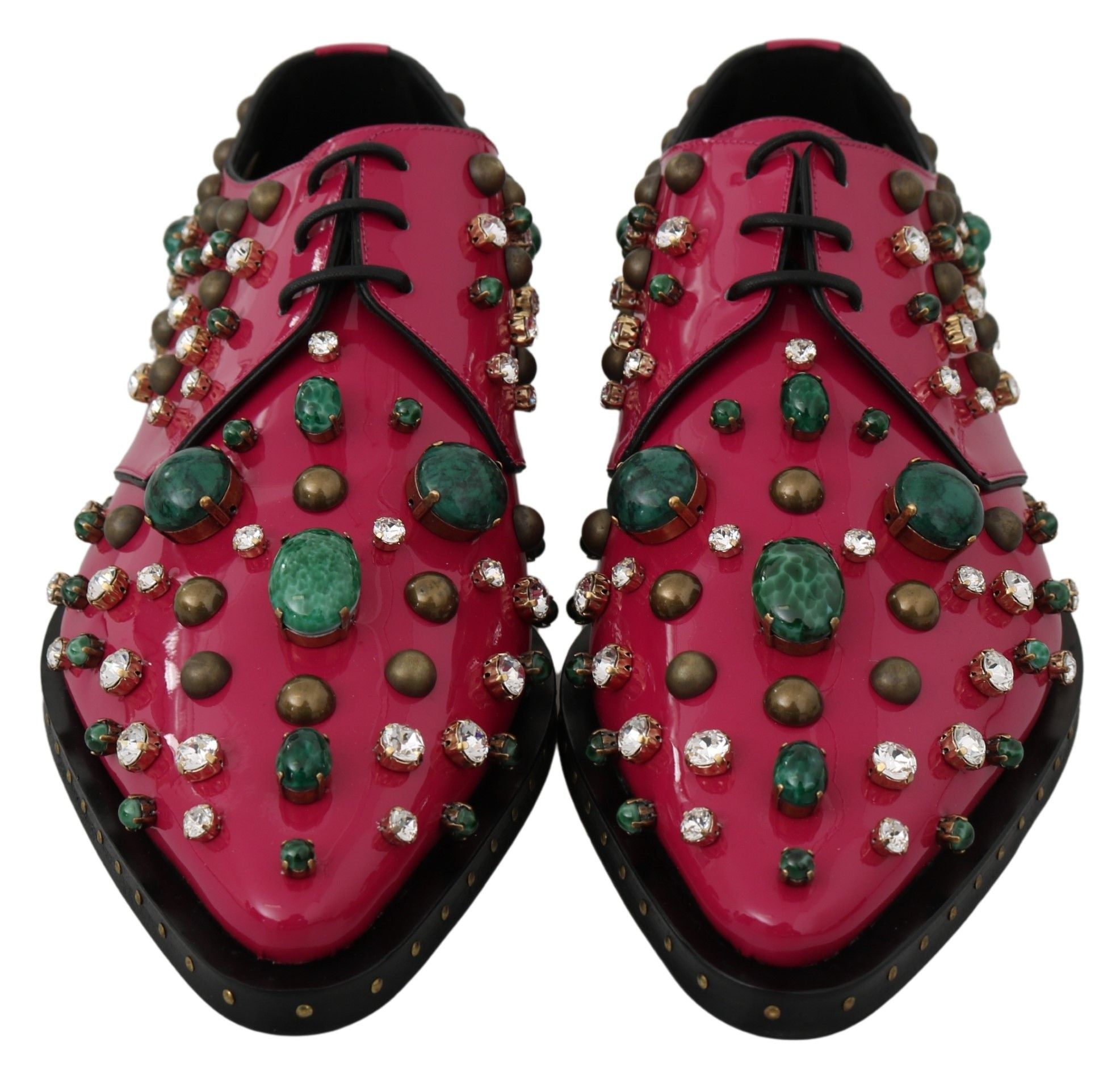Fuchsia Pink Crystal Patent Flats - ventzia