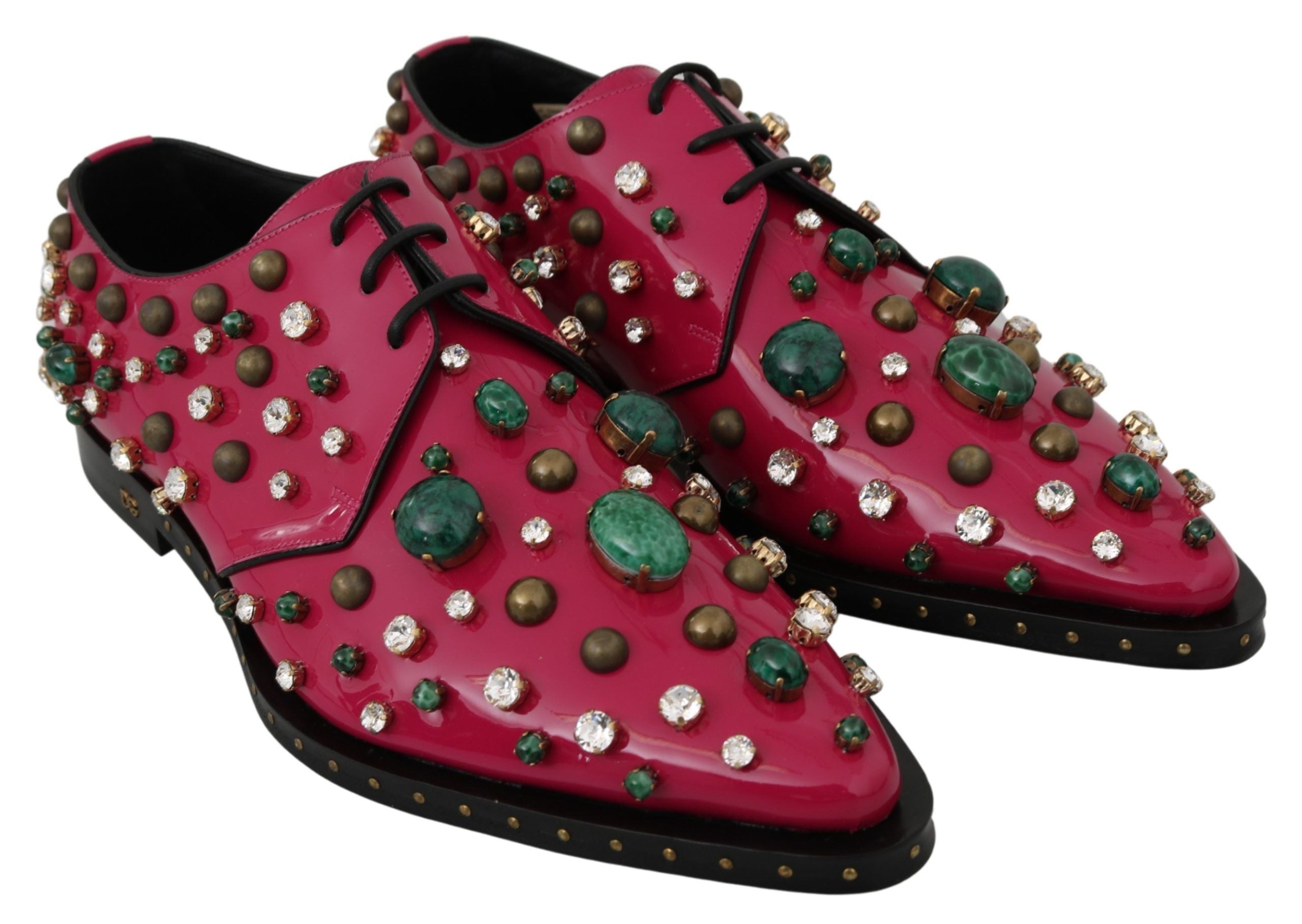 Fuchsia Pink Crystal Patent Flats - ventzia