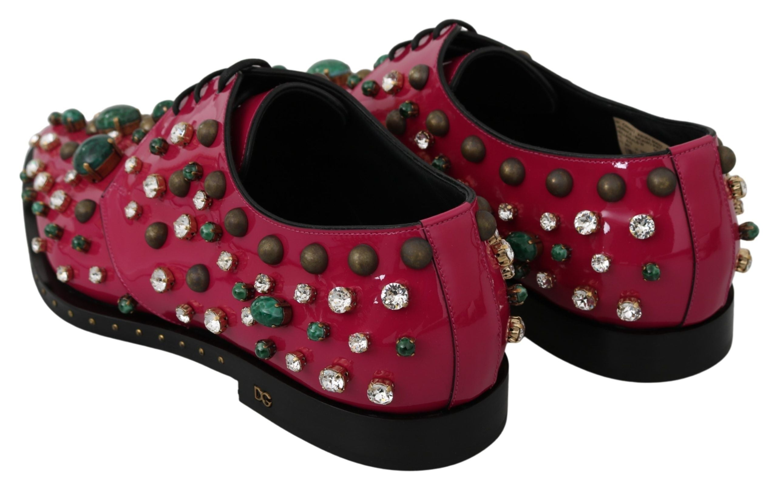Fuchsia Pink Crystal Patent Flats - ventzia