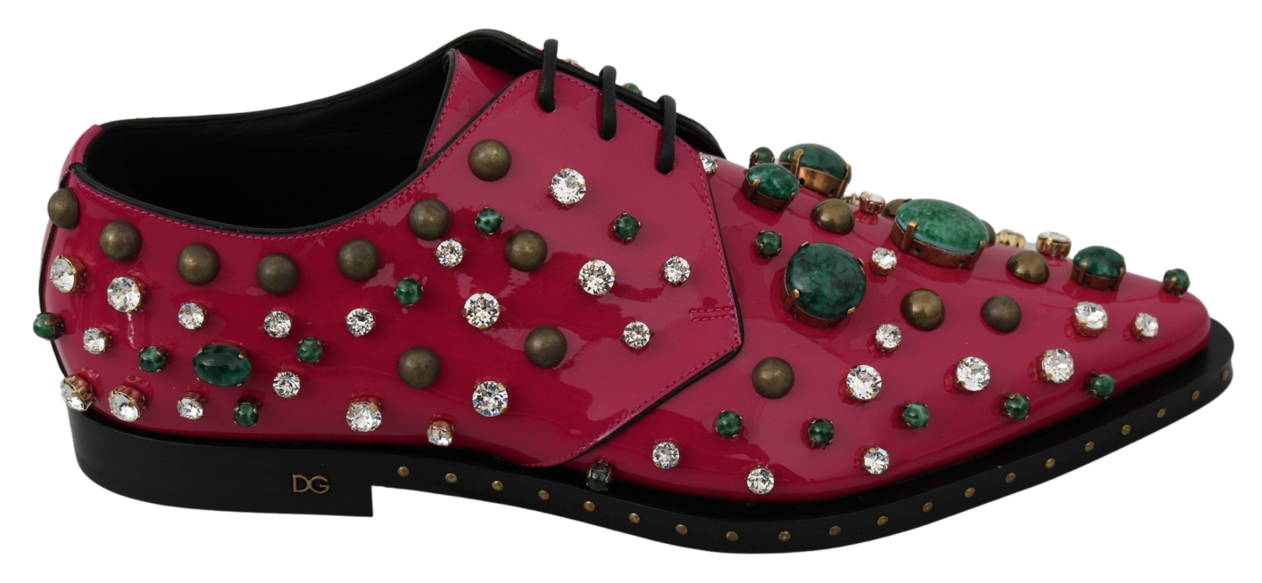 Fuchsia Pink Crystal Patent Flats - ventzia