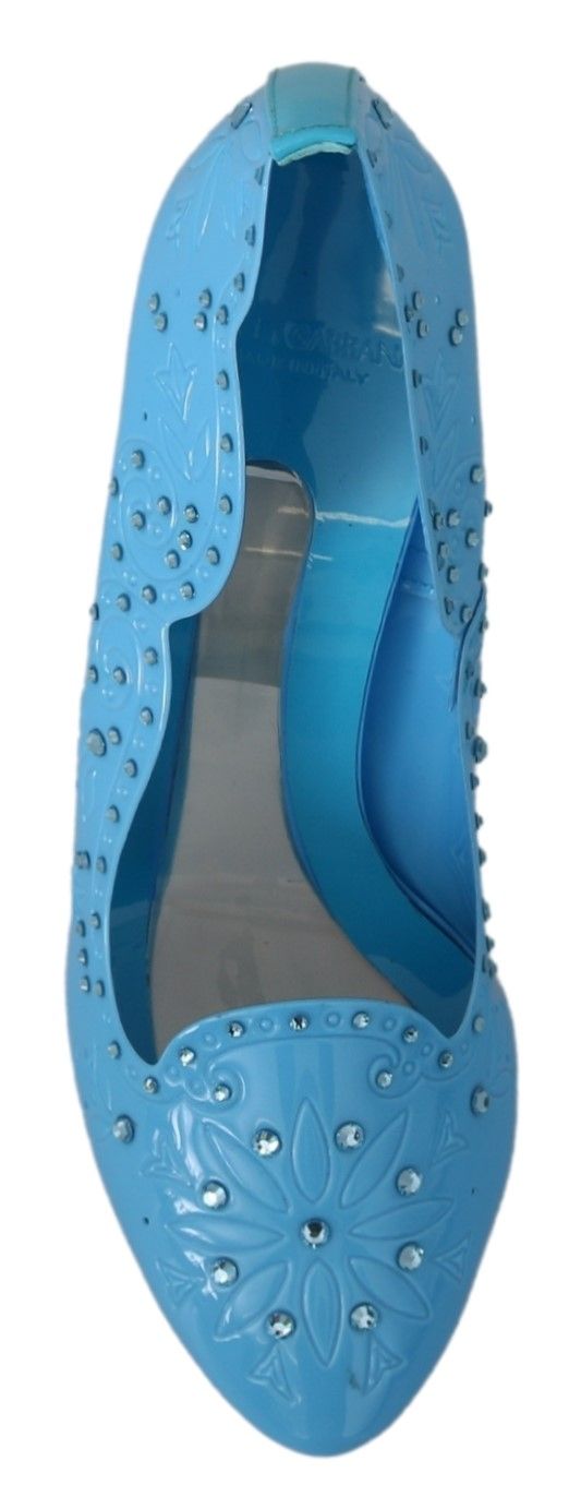 Crystal Embellished Blue Cinderella Pumps - ventzia