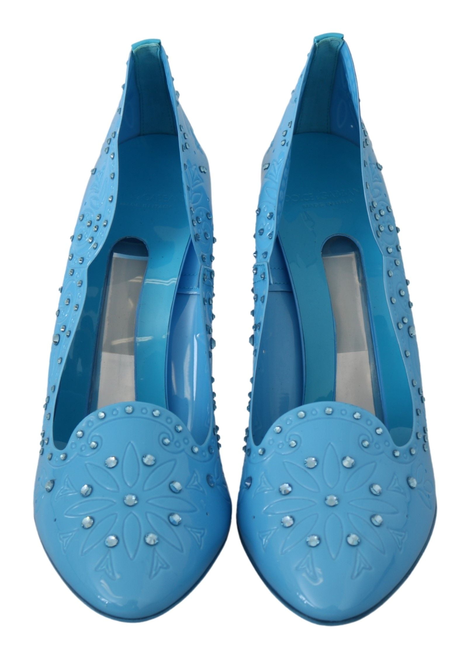 Crystal Embellished Blue Cinderella Pumps - ventzia