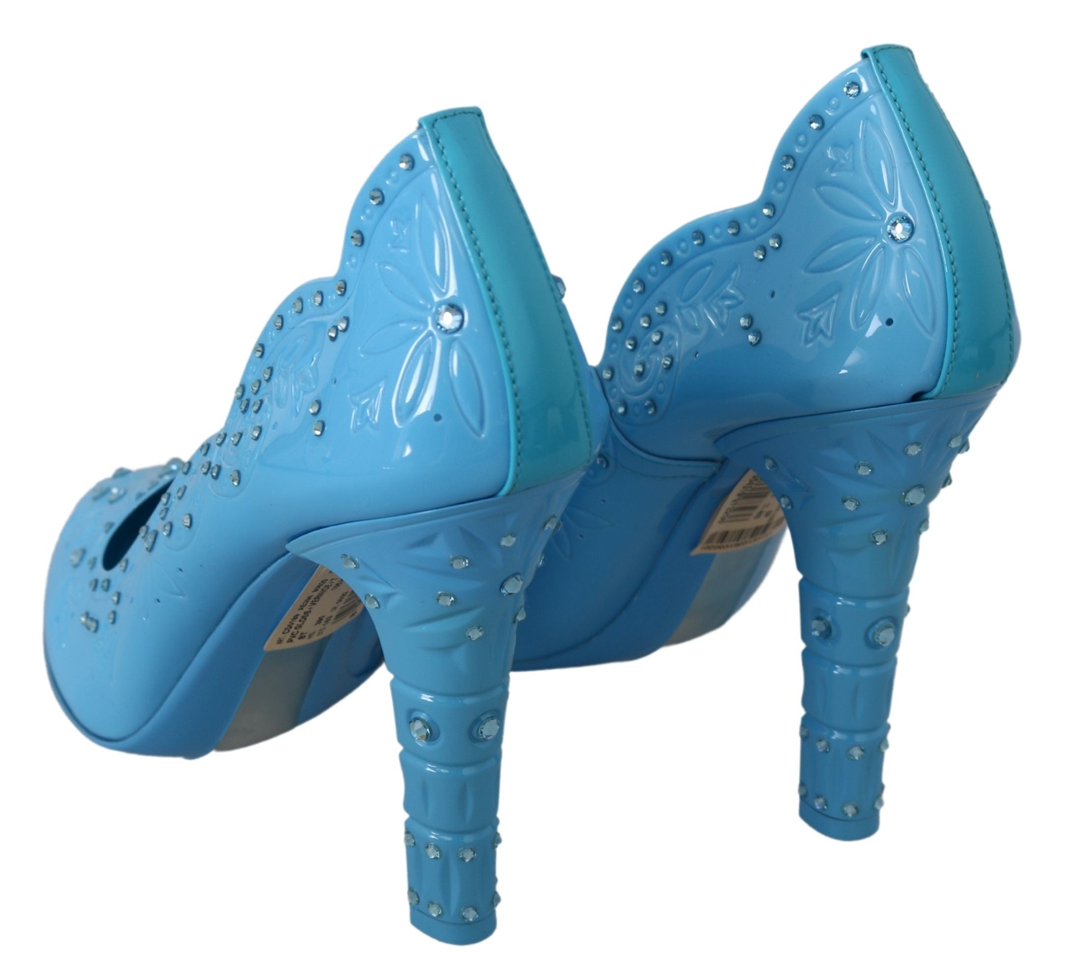 Crystal Embellished Blue Cinderella Pumps - ventzia
