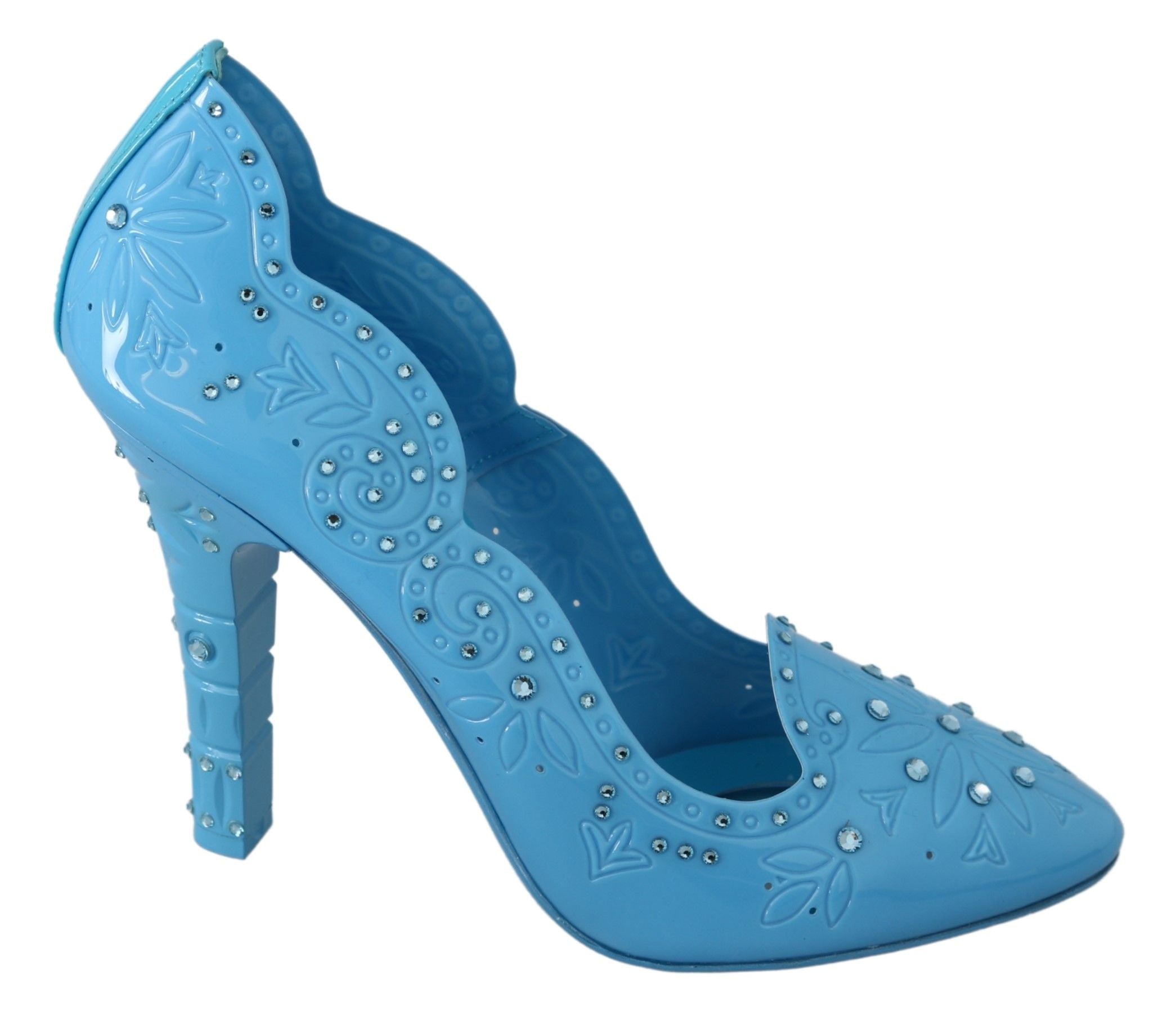 Crystal Embellished Blue Cinderella Pumps - ventzia
