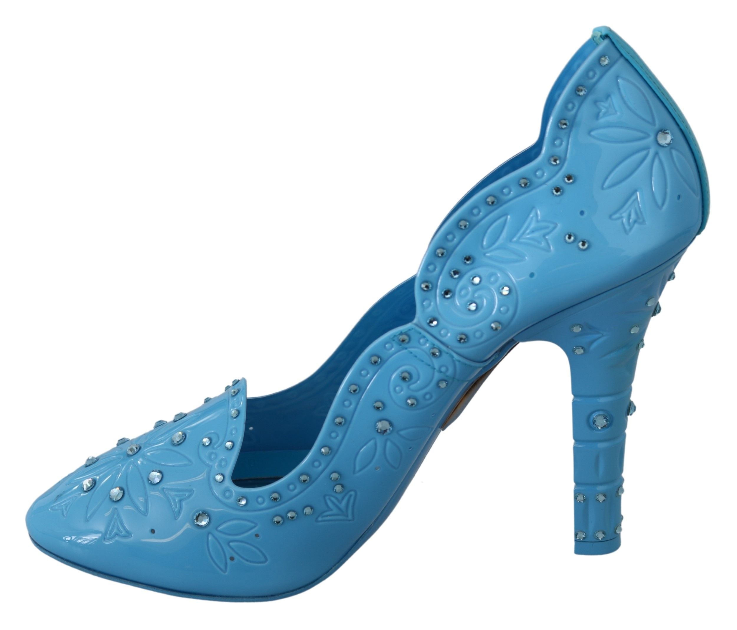 Crystal Embellished Blue Cinderella Pumps - ventzia
