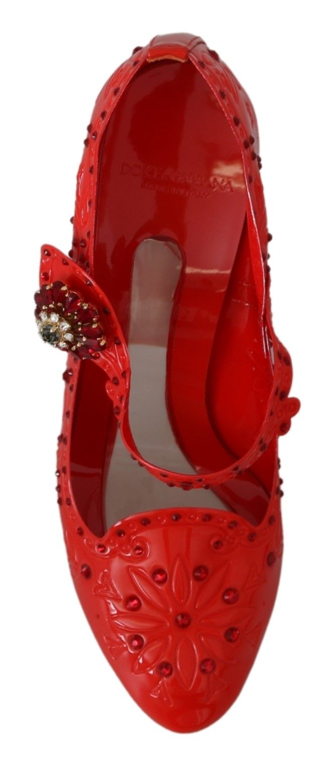 Red Floral Crystal CINDERELLA Heels Shoes - ventzia