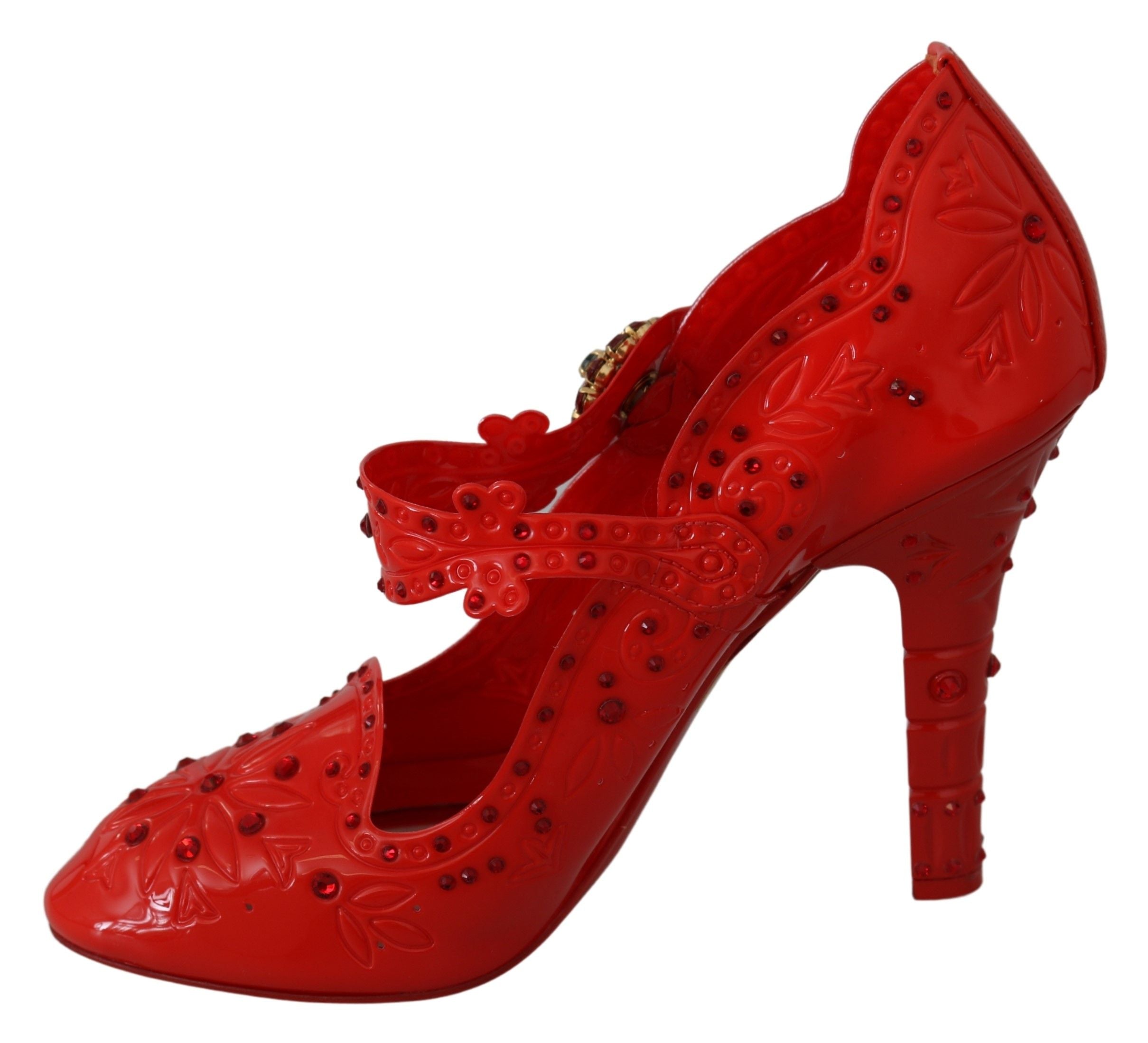 Red Floral Crystal CINDERELLA Heels Shoes - ventzia