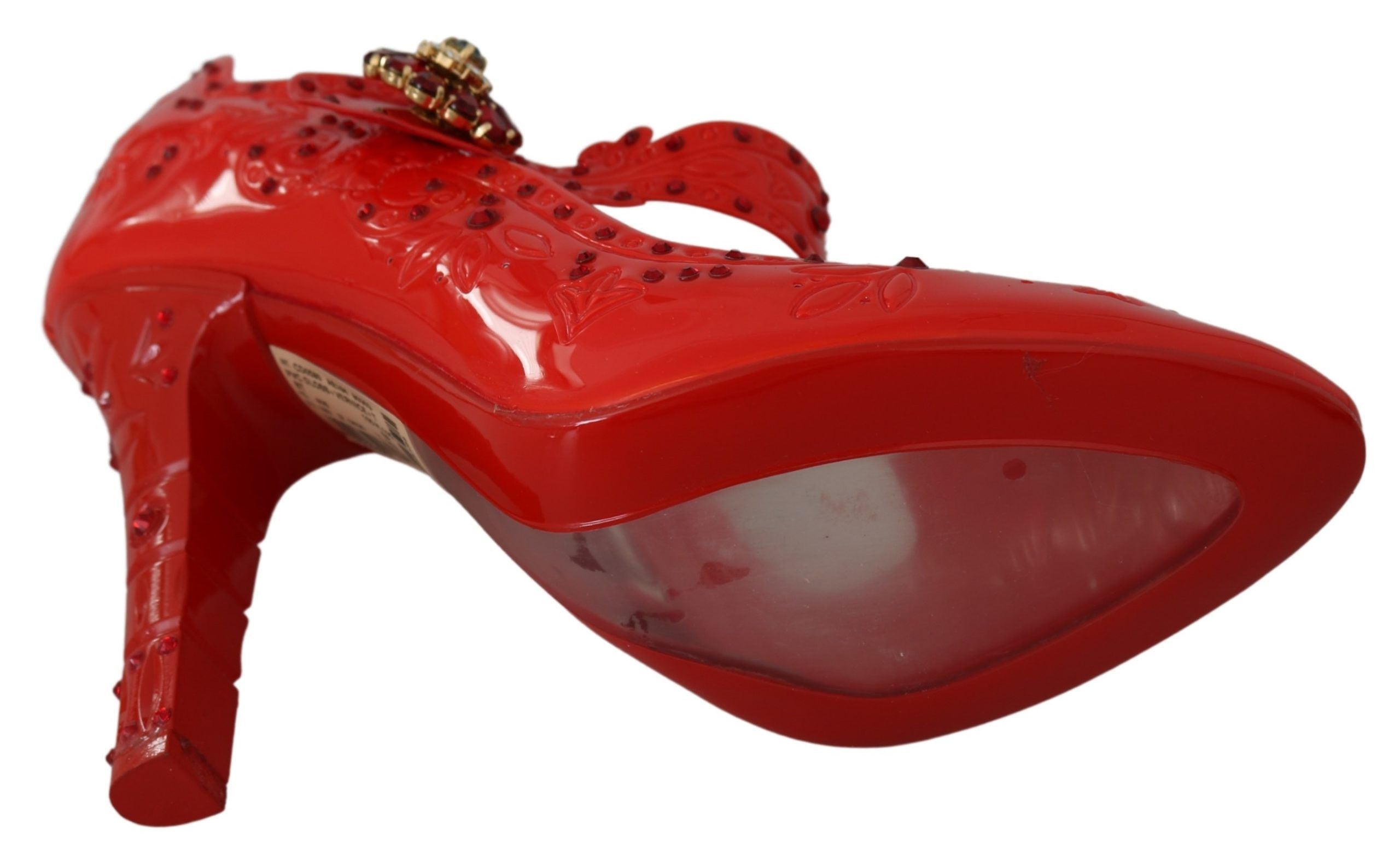 Red Floral Crystal CINDERELLA Heels Shoes - ventzia