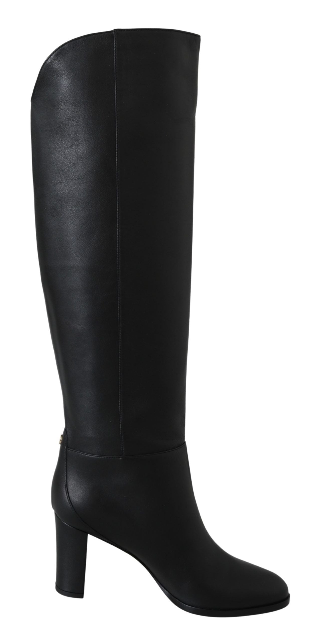 Elegant Black Calf Leather Heeled Boots - ventzia