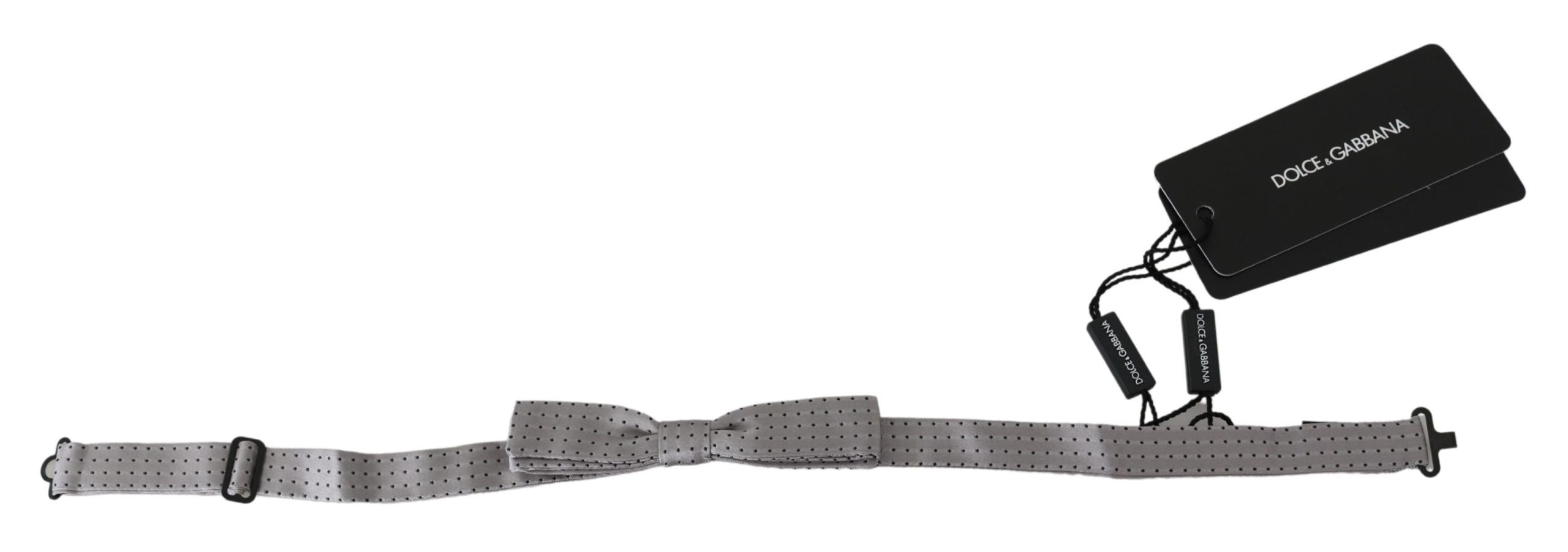 Elegant Silk Gray Polka Dot Bow Tie - ventzia