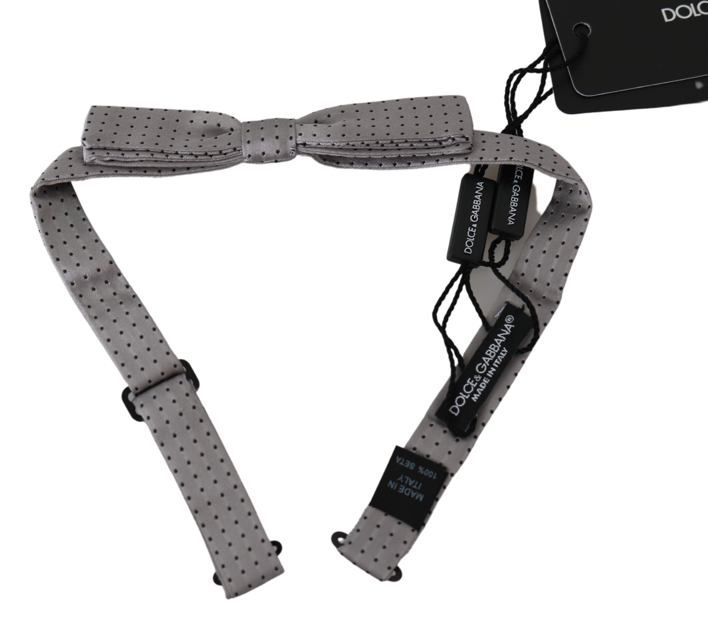 Elegant Silk Gray Polka Dot Bow Tie - ventzia