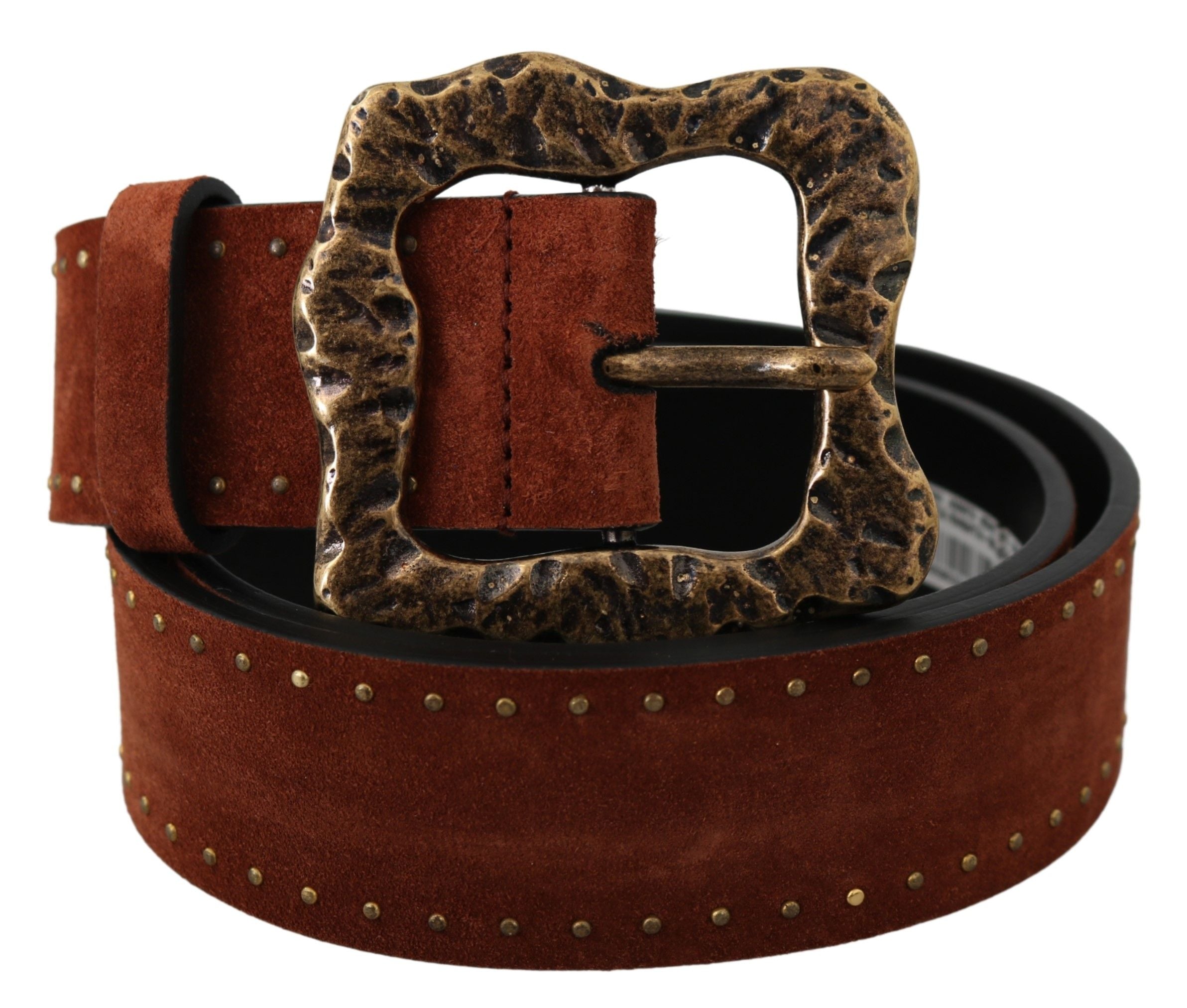 Elegant Suede Leather Belt with Gold Studs - ventzia