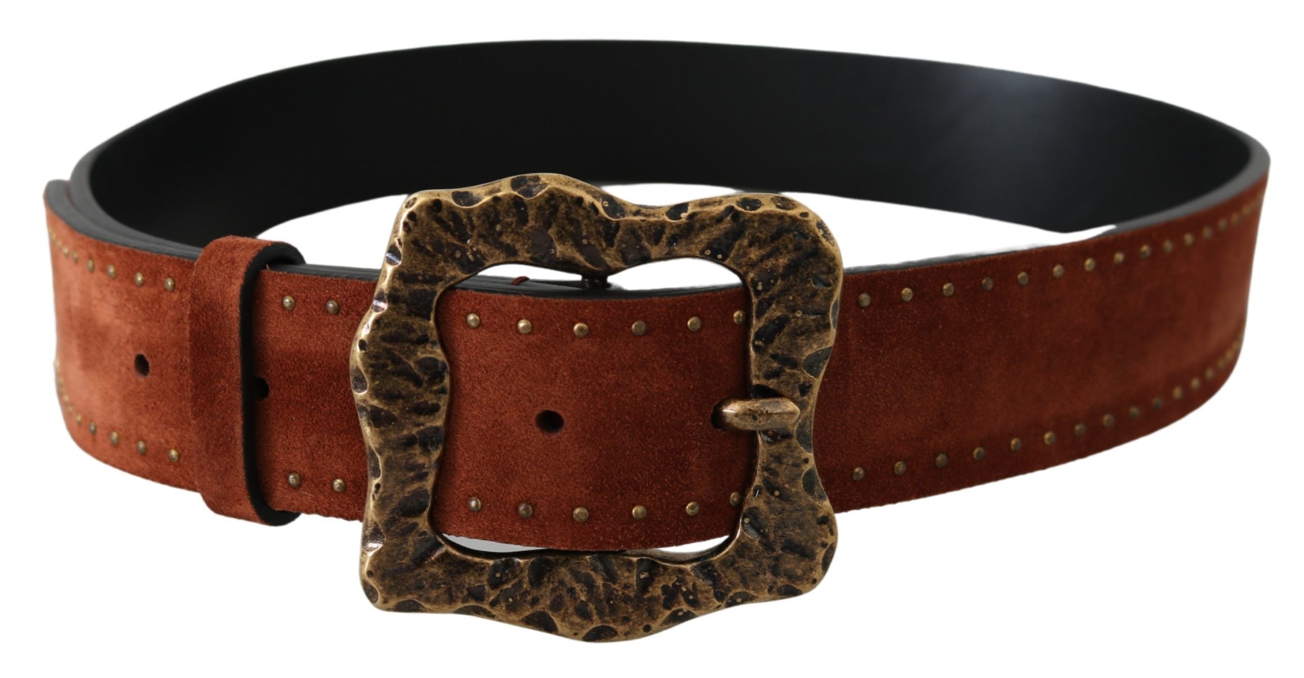 Elegant Suede Leather Belt with Gold Studs - ventzia