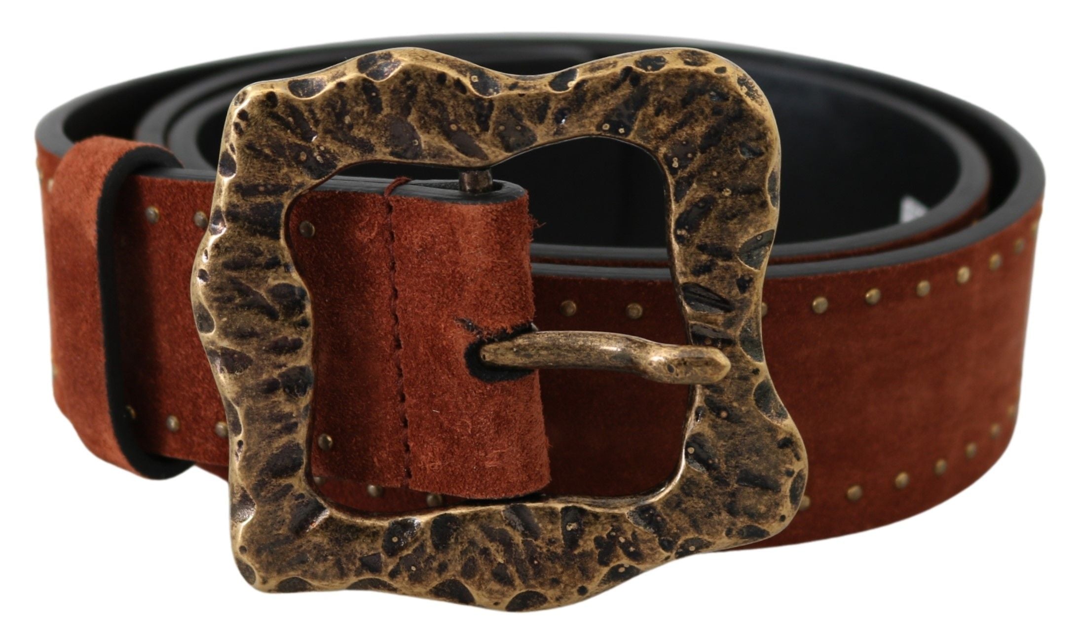 Elegant Suede Leather Belt with Gold Studs - ventzia