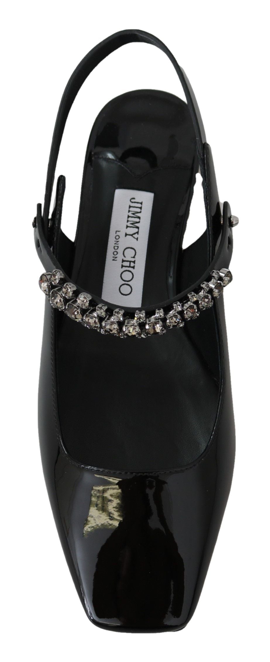 Elegant Black Patent Flats with Crystal Accent - ventzia