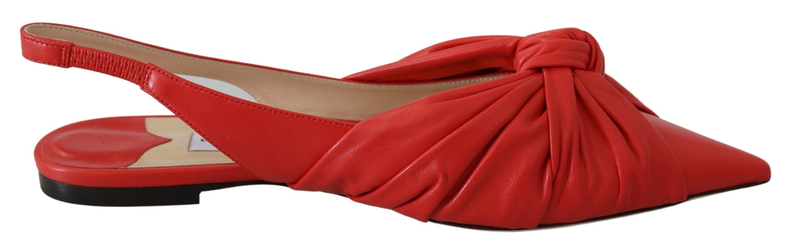Chic Red Pointed Toe Leather Flats - ventzia