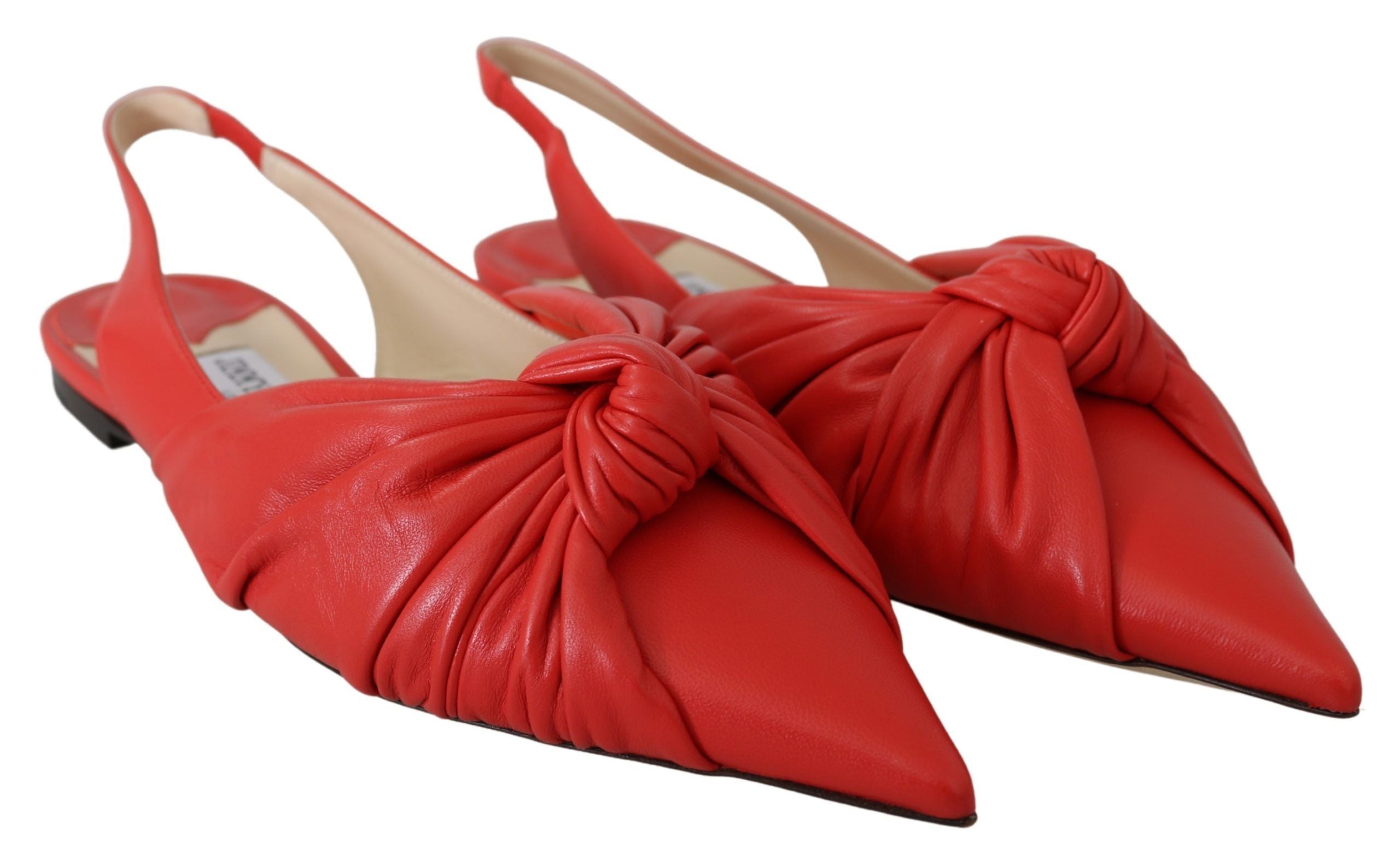 Chic Red Pointed Toe Leather Flats - ventzia