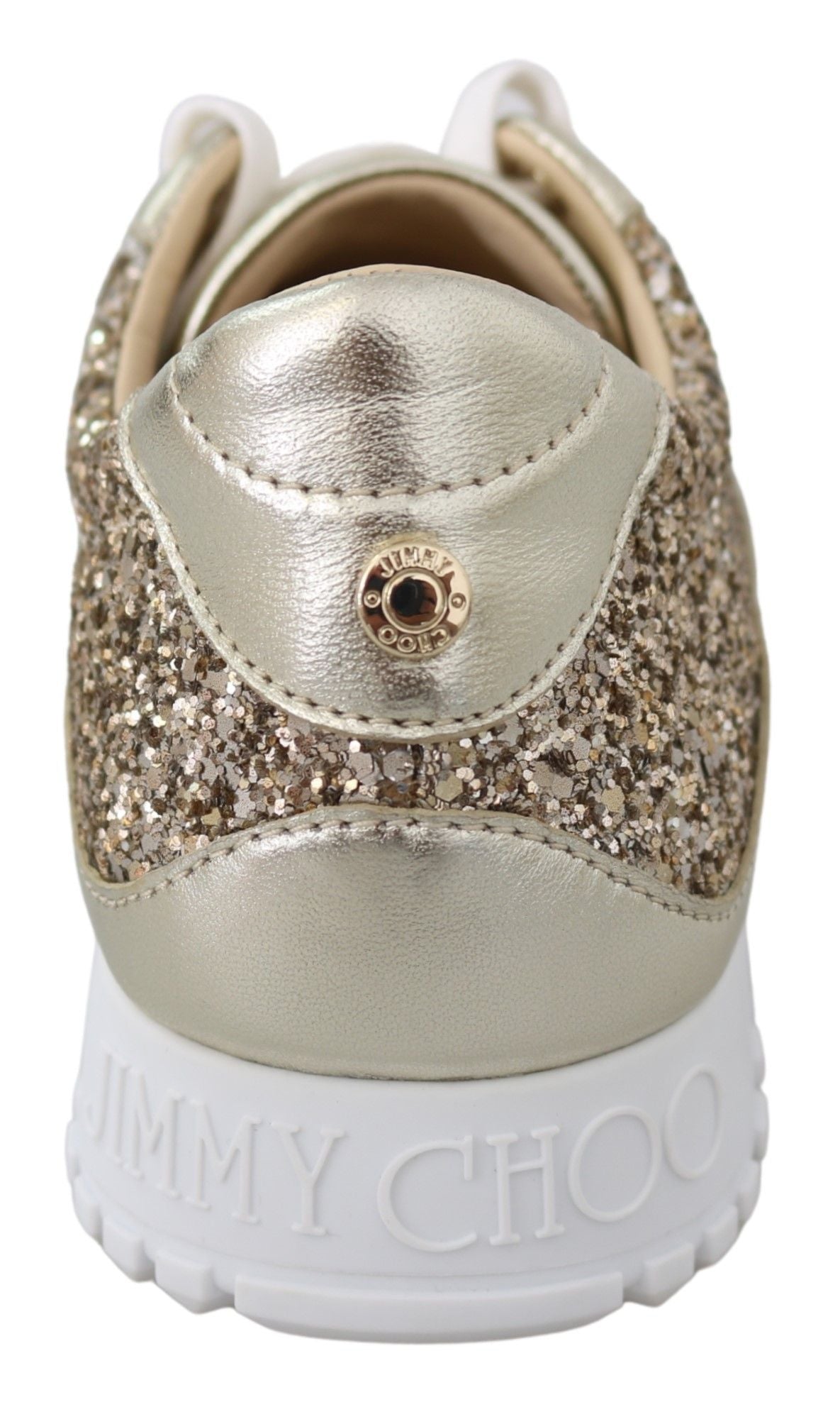 Antique Gold Glitter Leather Sneakers - ventzia