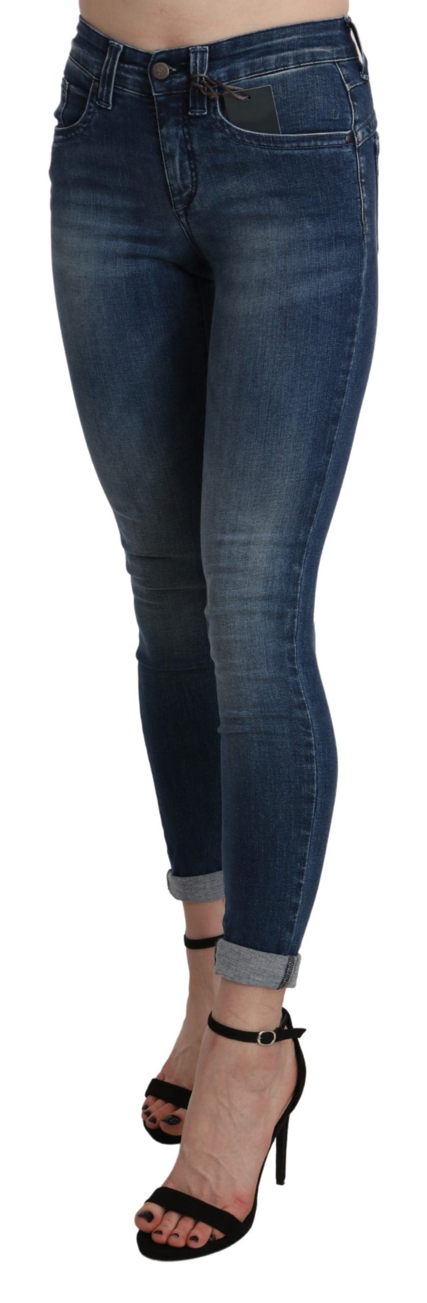 Chic Blue High Waist Cropped Jeans - ventzia