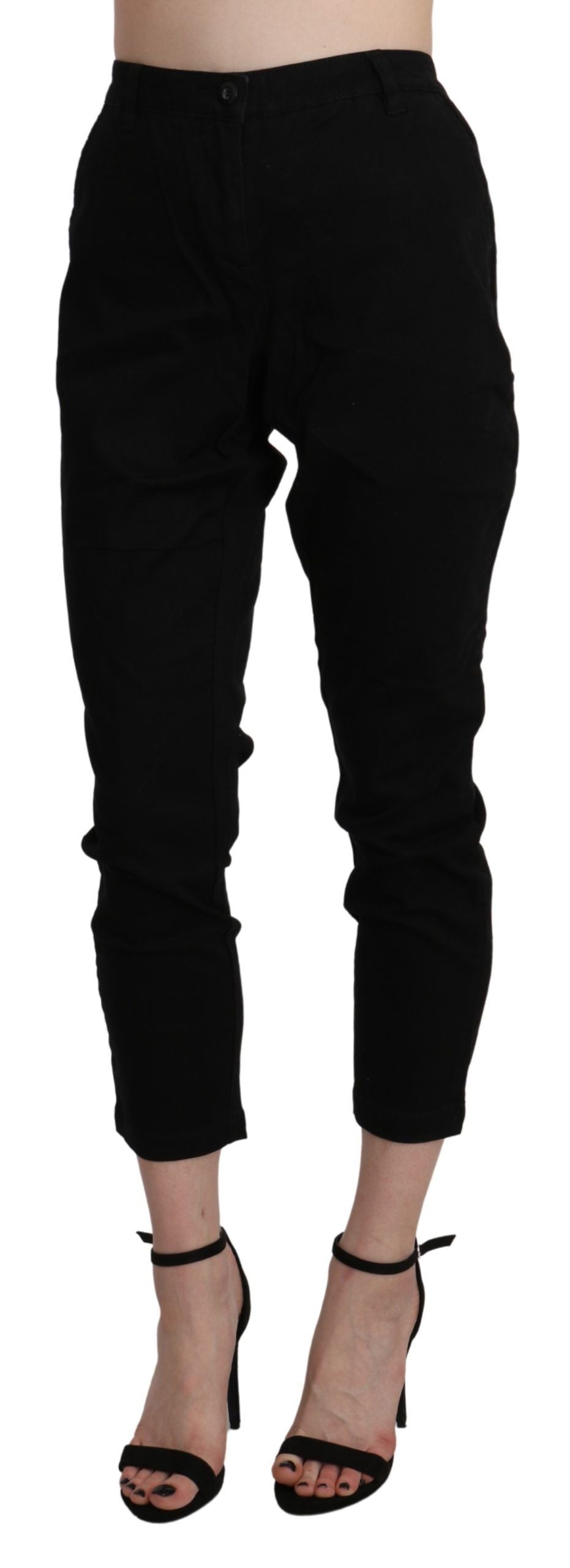 Chic High Waist Cropped Black Jeans - ventzia