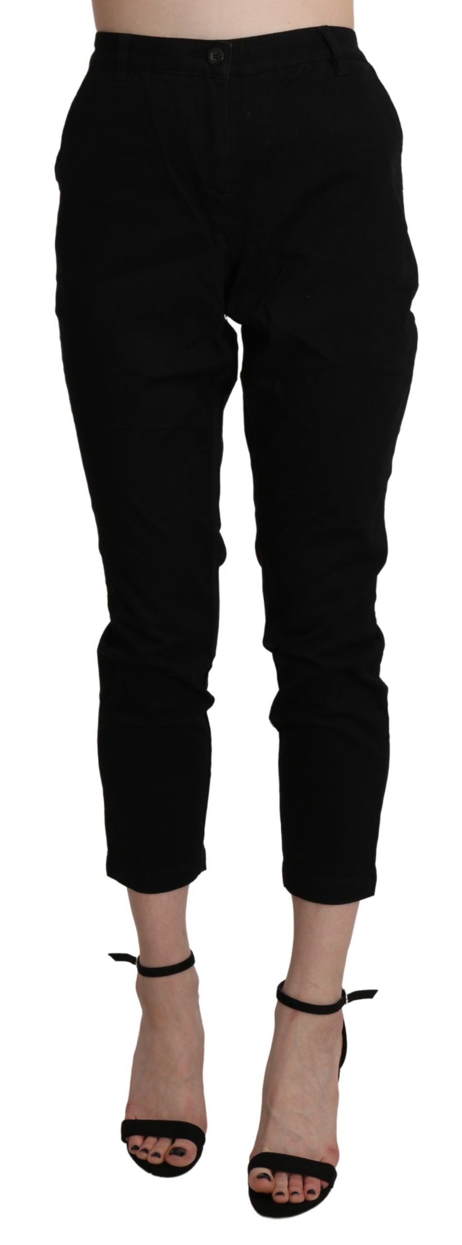 Chic High Waist Cropped Black Jeans - ventzia
