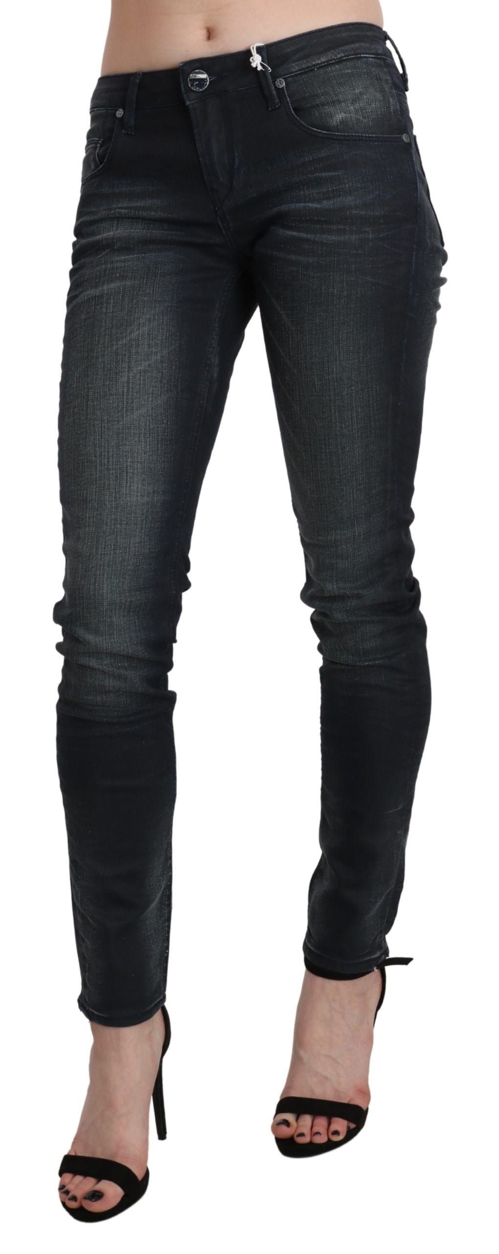 Elegant Low Waist Skinny Black Jeans - ventzia