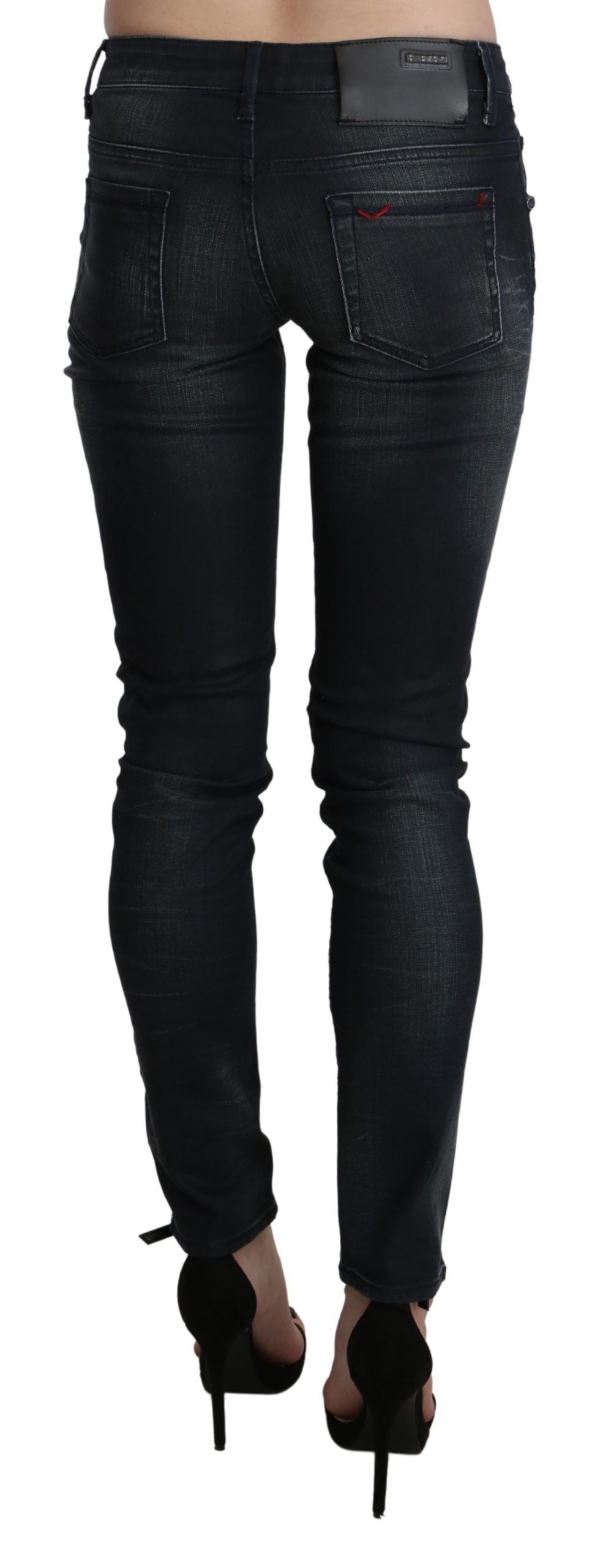 Elegant Low Waist Skinny Black Jeans - ventzia