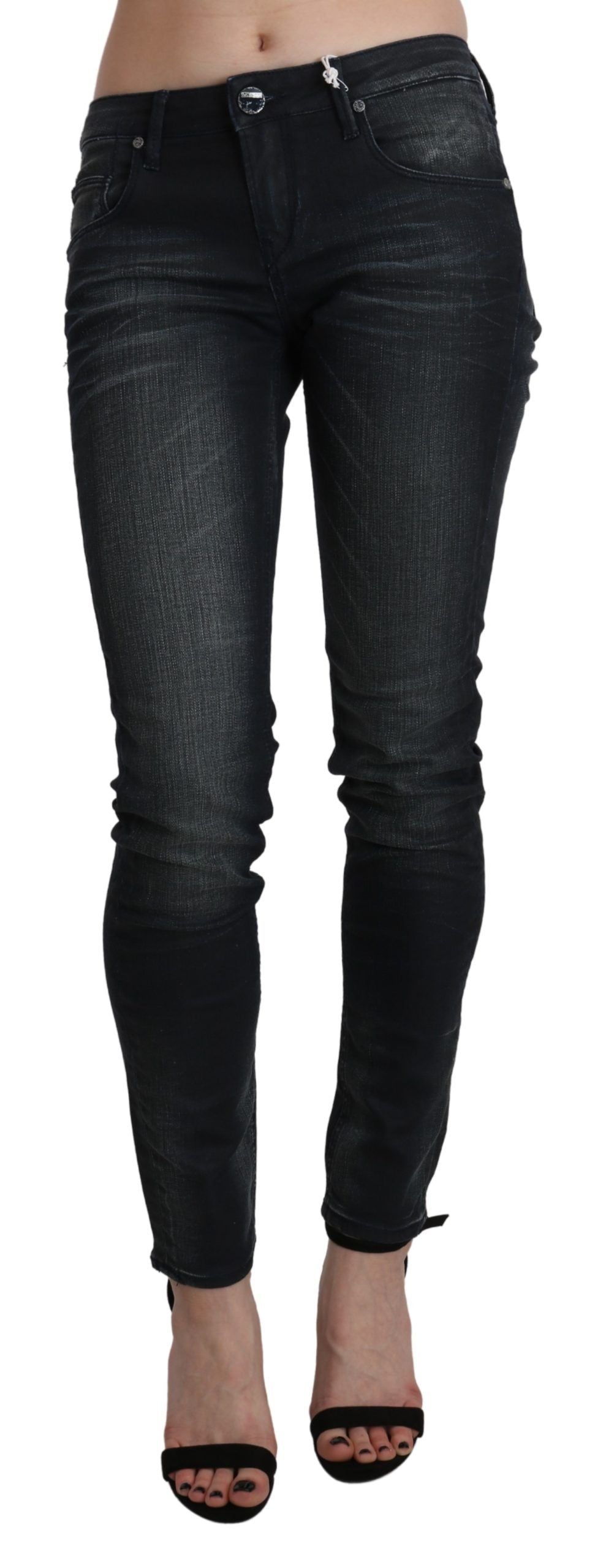 Elegant Low Waist Skinny Black Jeans - ventzia