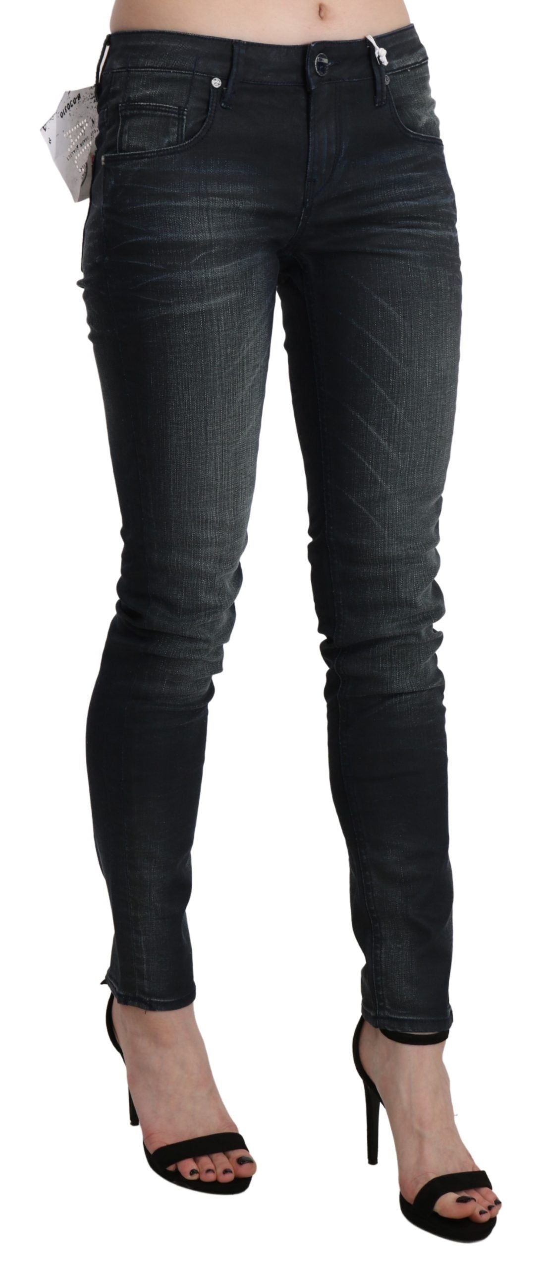 Elegant Low Waist Skinny Black Jeans - ventzia