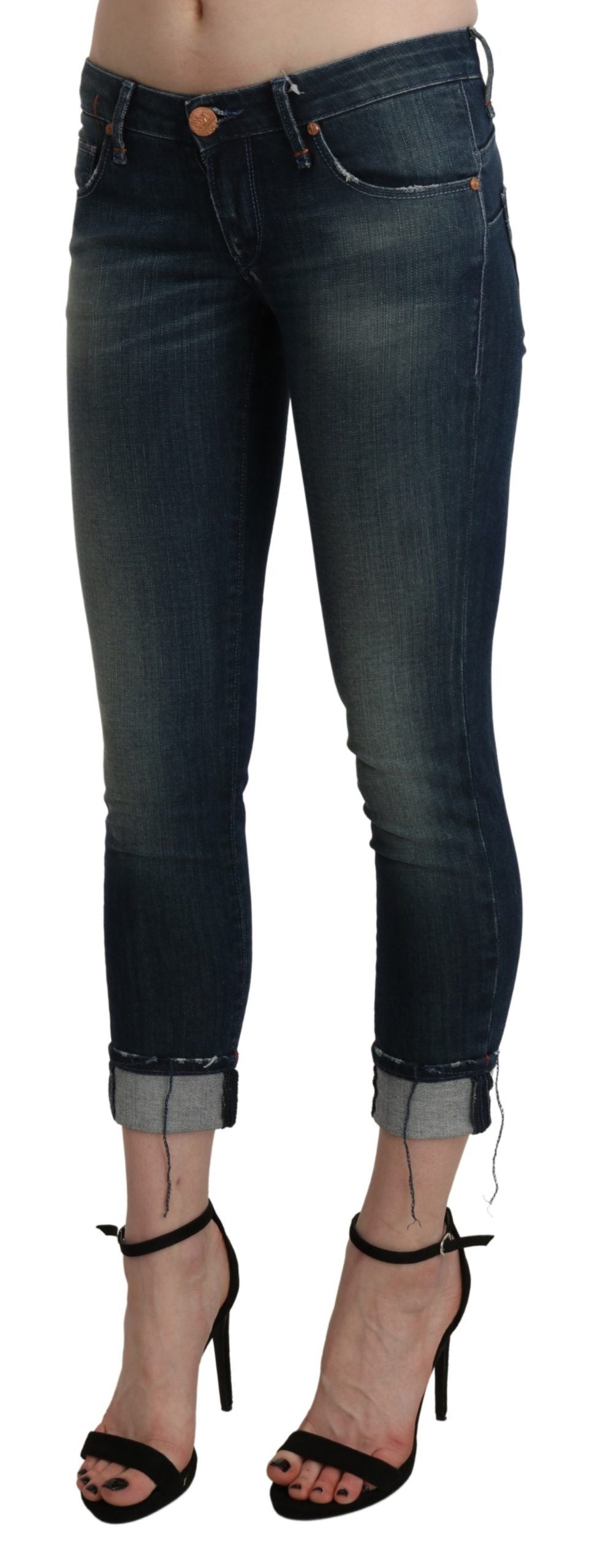 Chic Blue Washed Skinny Cropped Denim - ventzia