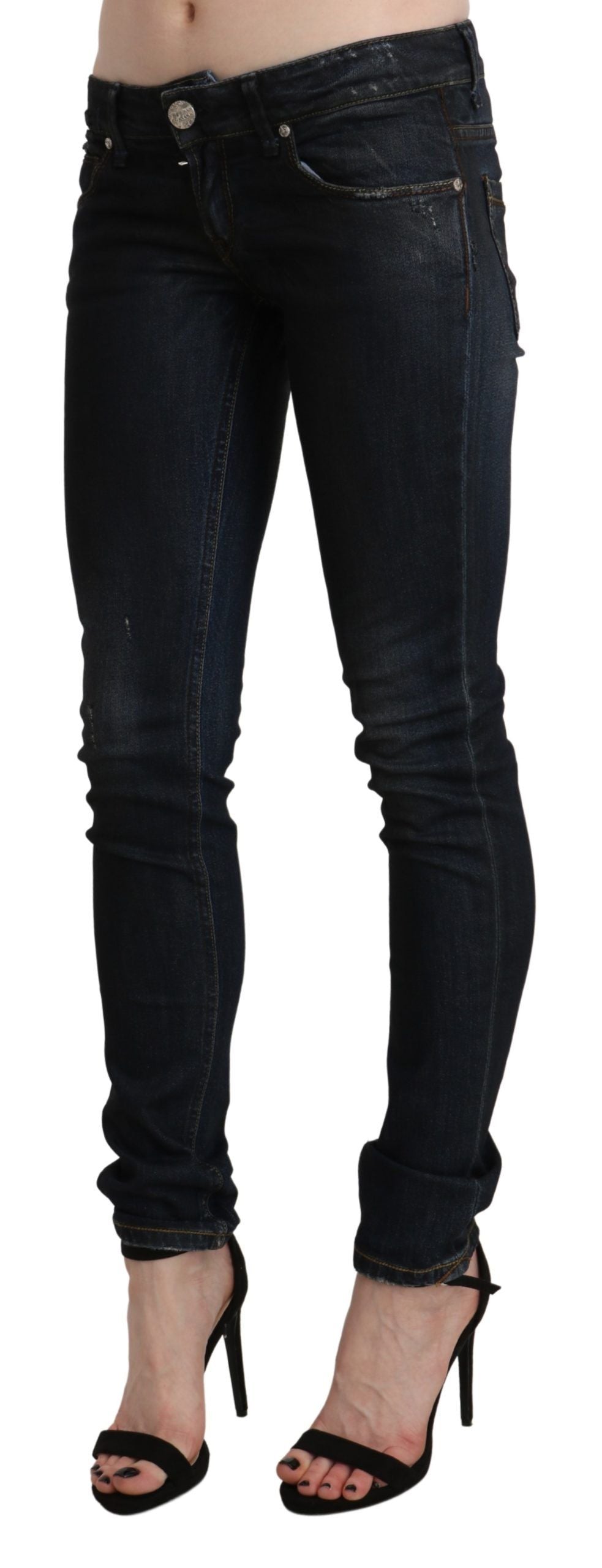 Chic Low Waist Skinny Black Jeans - ventzia