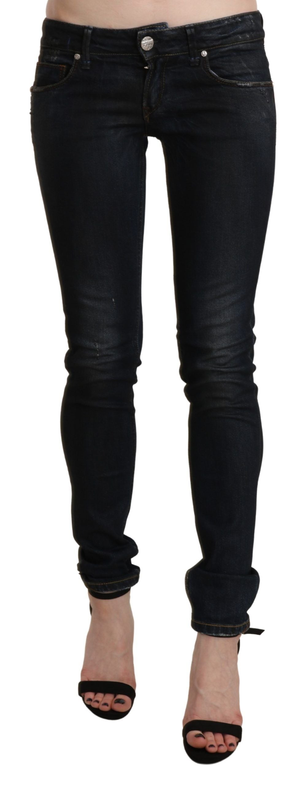 Chic Low Waist Skinny Black Jeans - ventzia