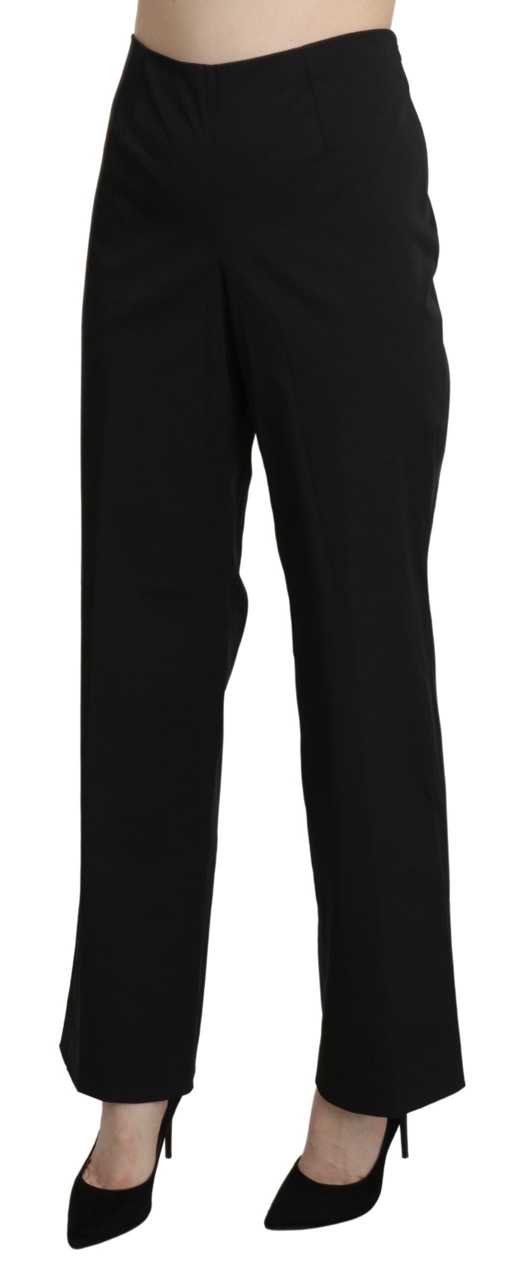 Elegant High Waist Straight Black Pants - ventzia