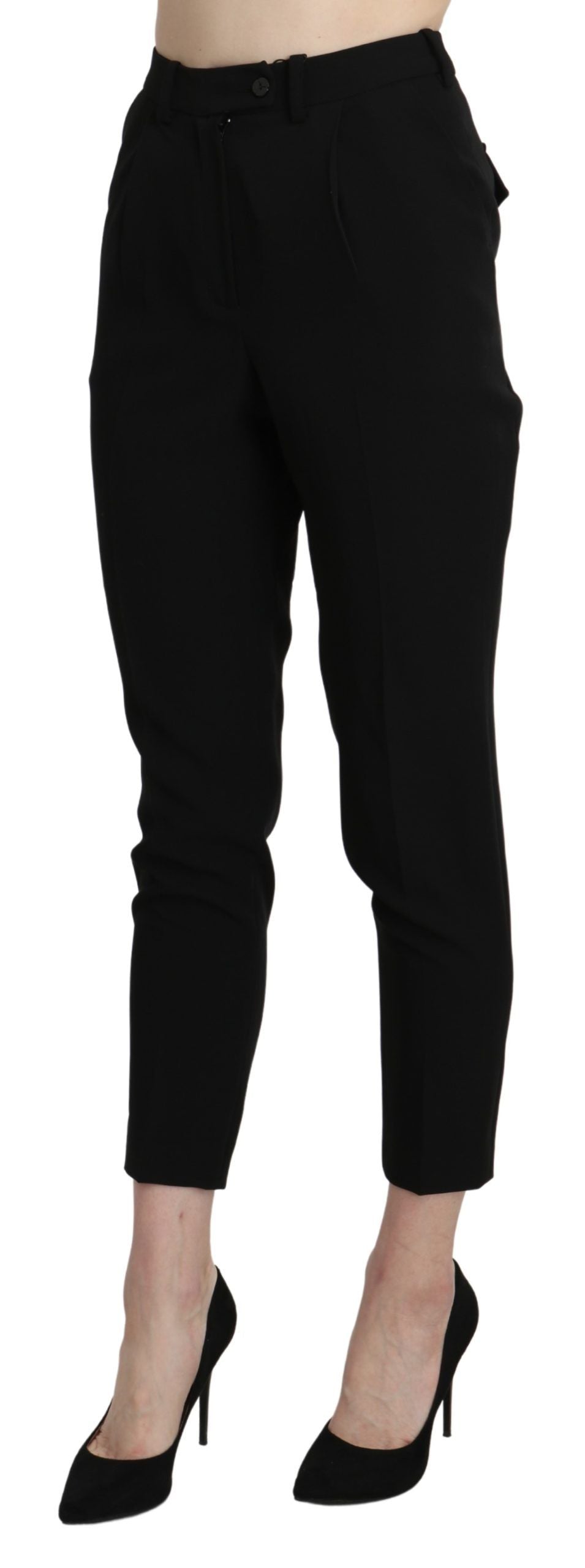 Chic High Waist Skinny Cropped Trousers - ventzia