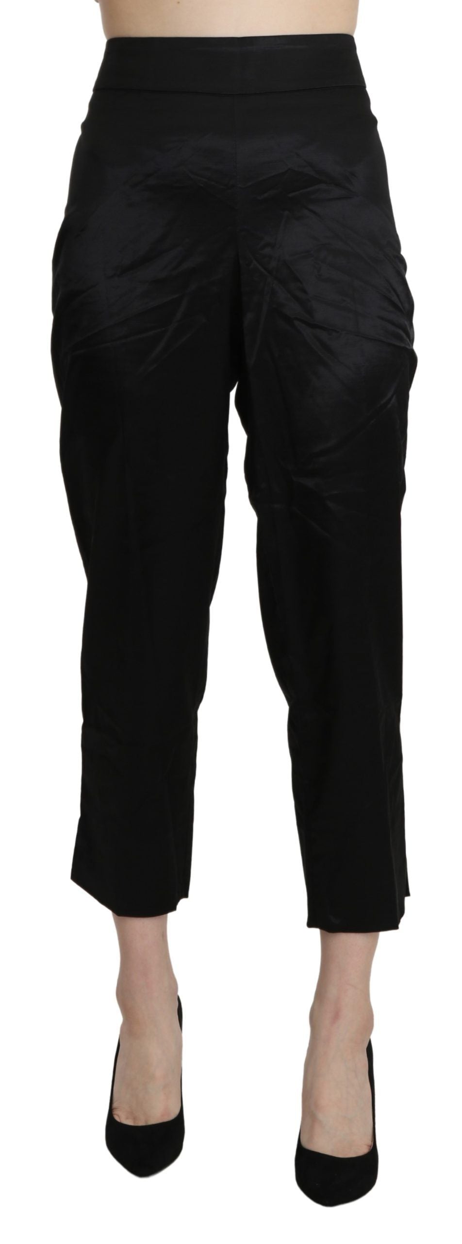Elegant High Waist Cropped Pants - ventzia
