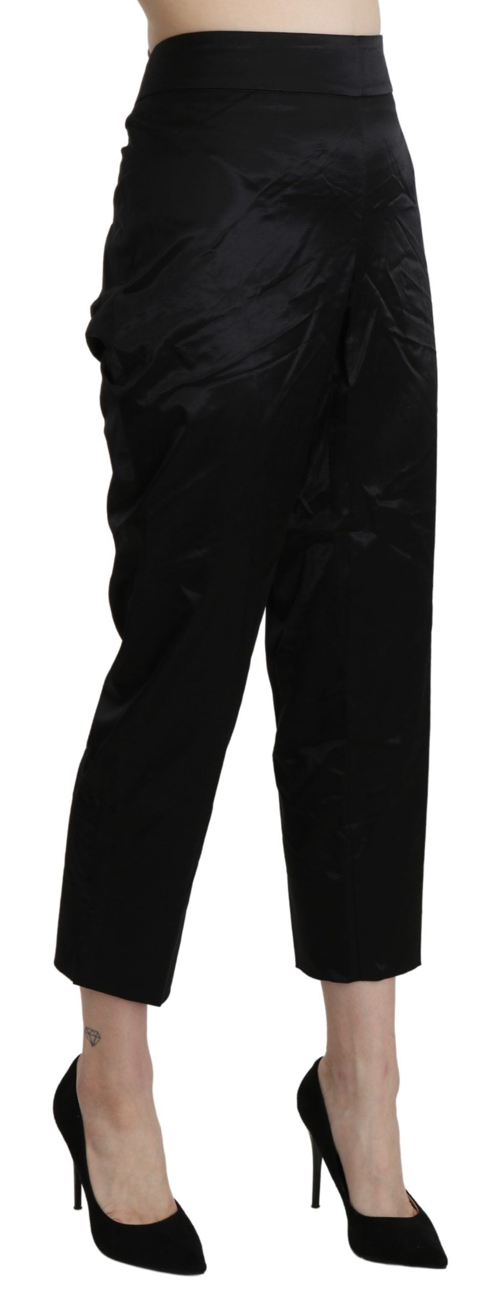 Elegant High Waist Cropped Pants - ventzia